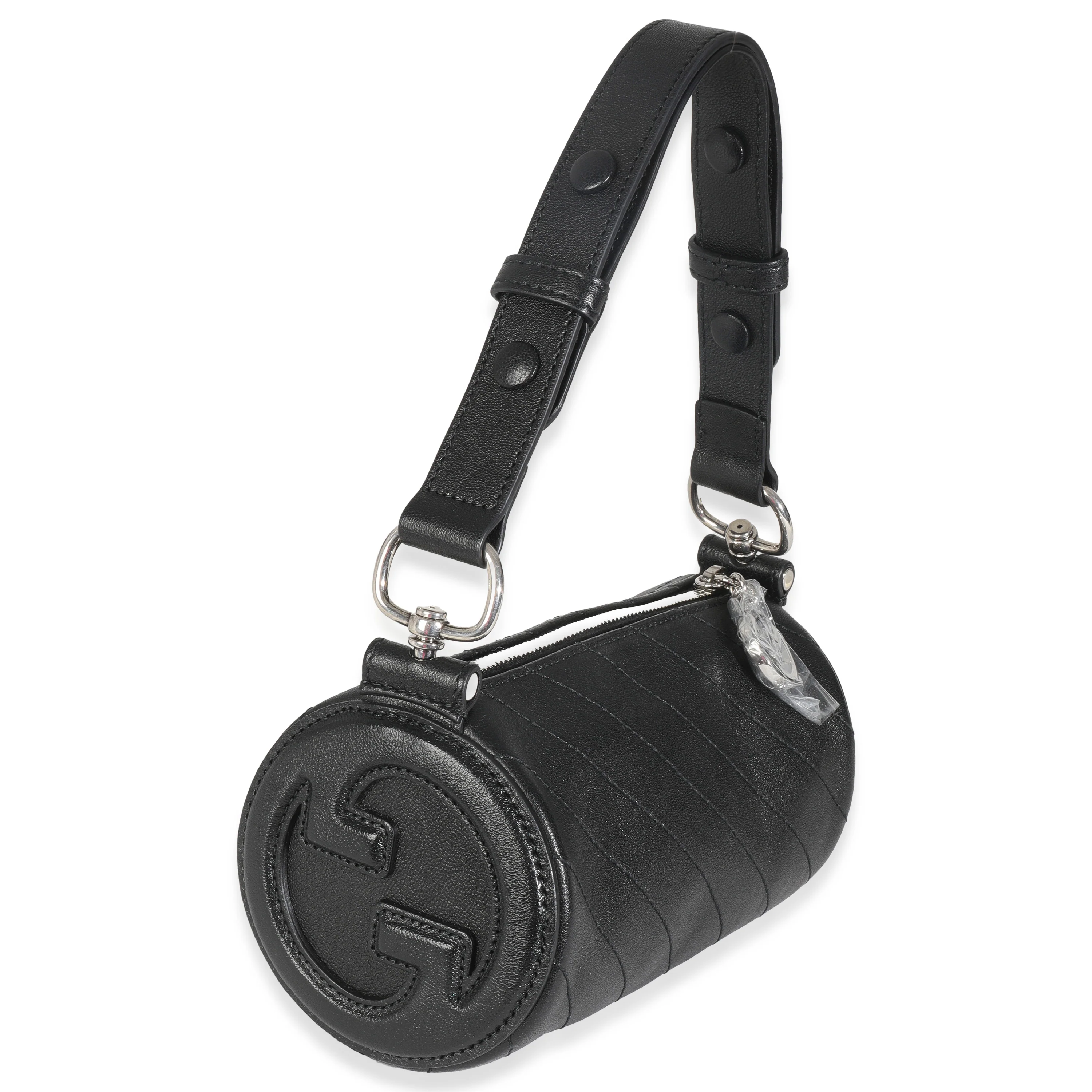 Black Diagonal Quilted Leather Mini Blondie Shoulder Bag - Image 3