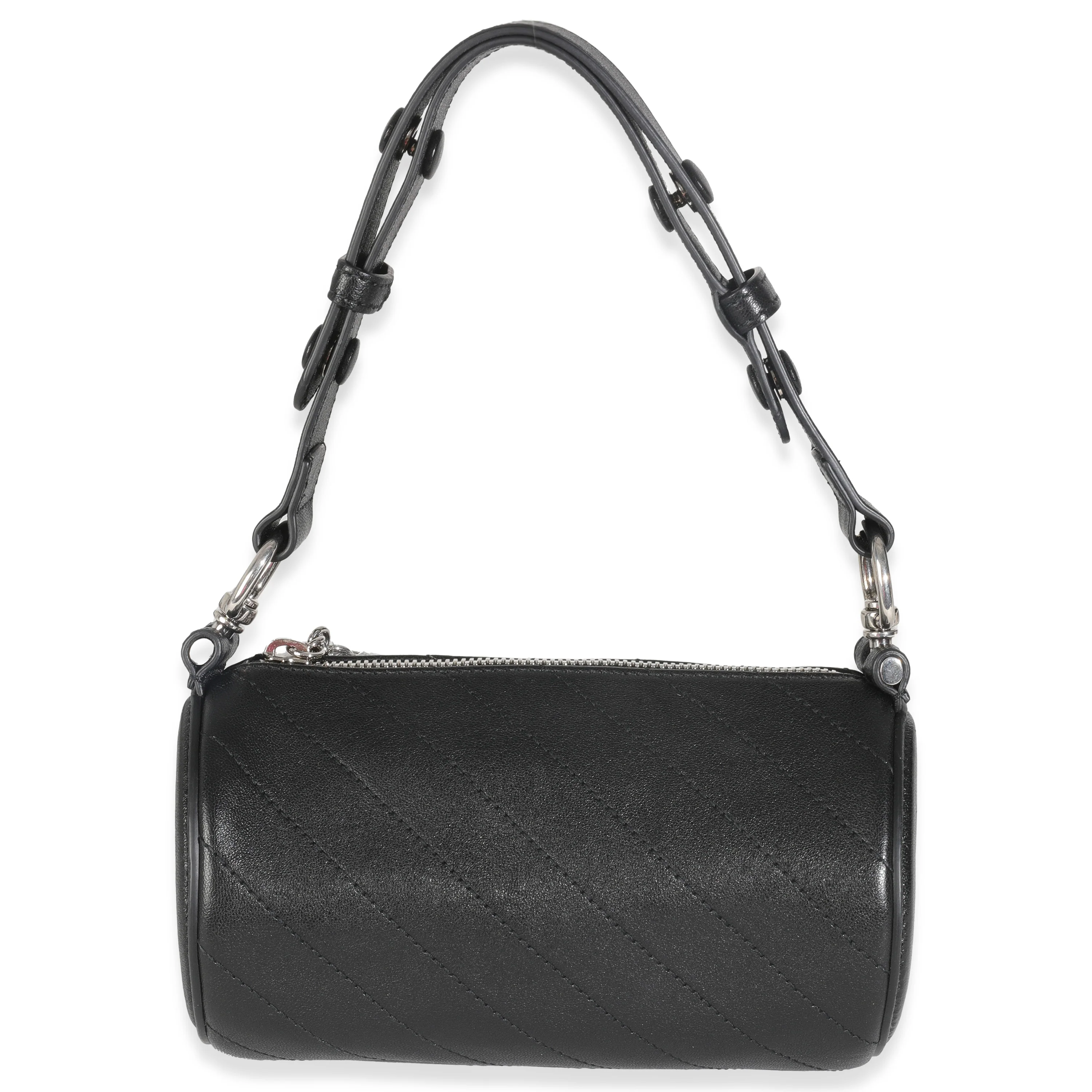 Black Diagonal Quilted Leather Mini Blondie Shoulder Bag - Image 4