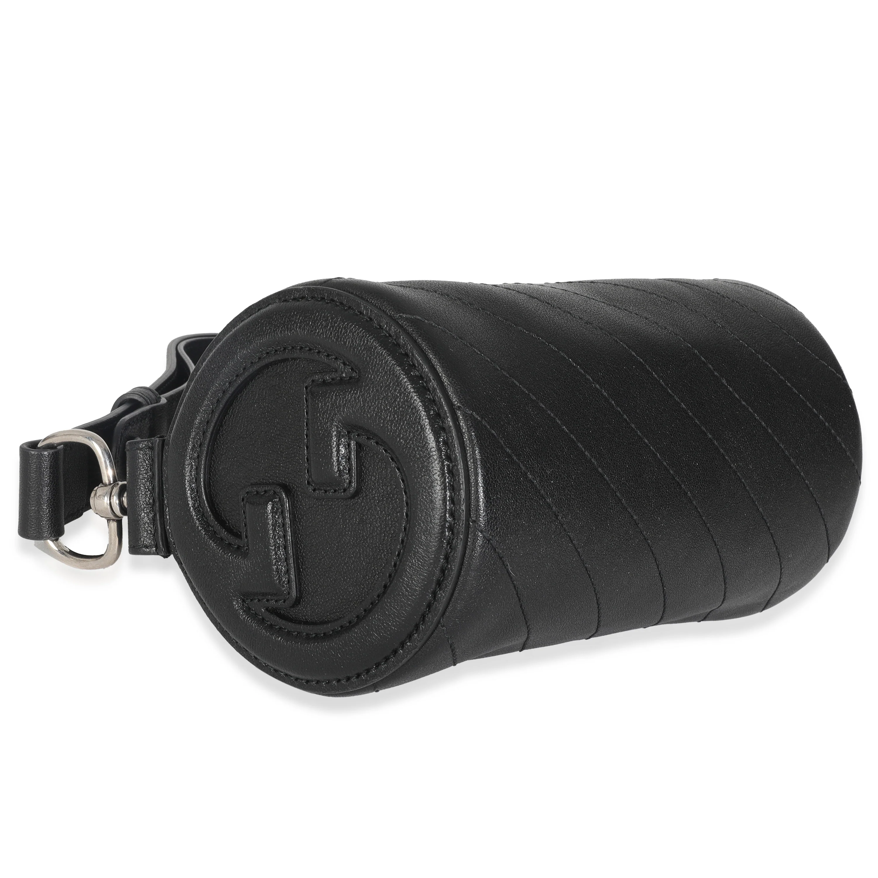 Black Diagonal Quilted Leather Mini Blondie Shoulder Bag - Image 6