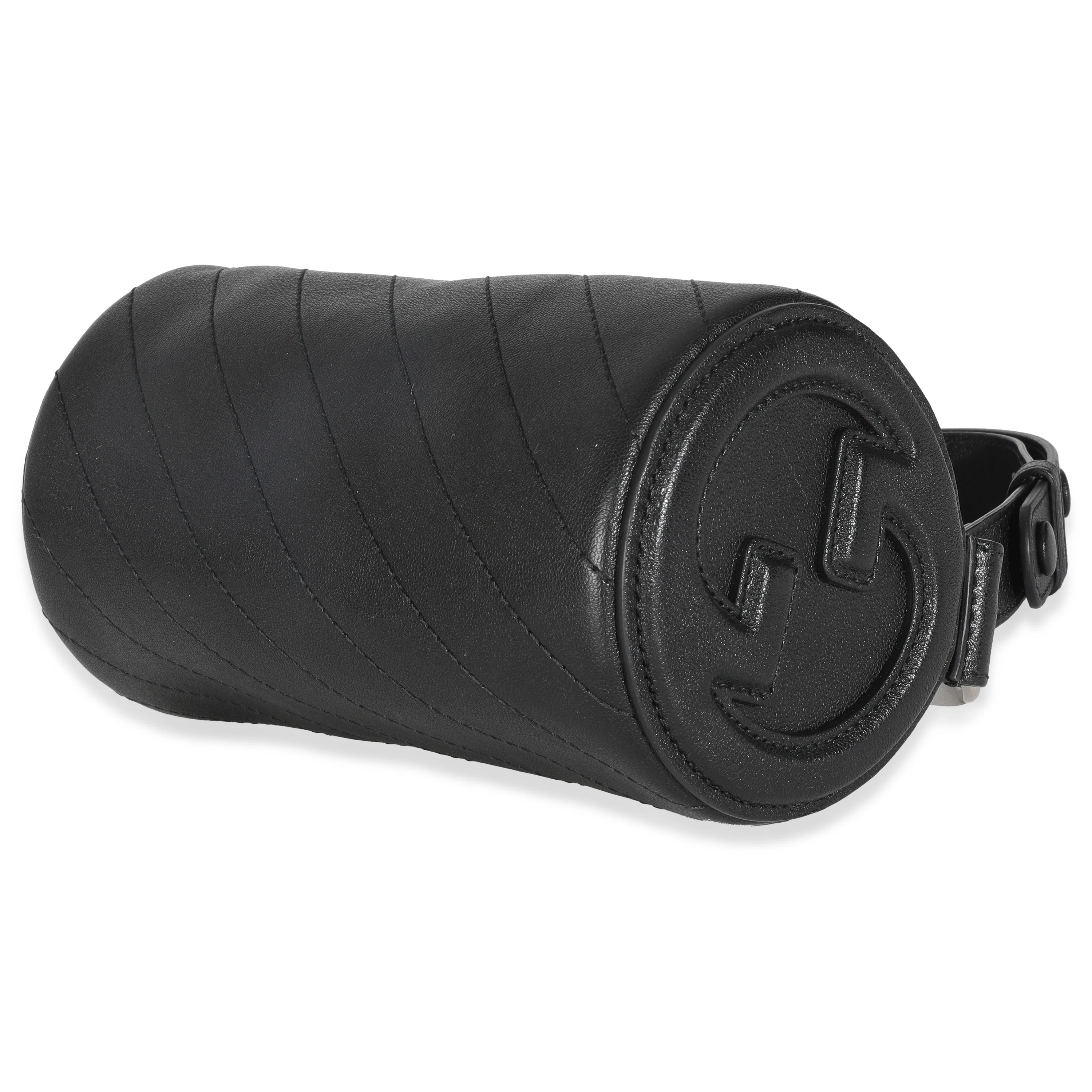 Black Diagonal Quilted Leather Mini Blondie Shoulder Bag - Image 7