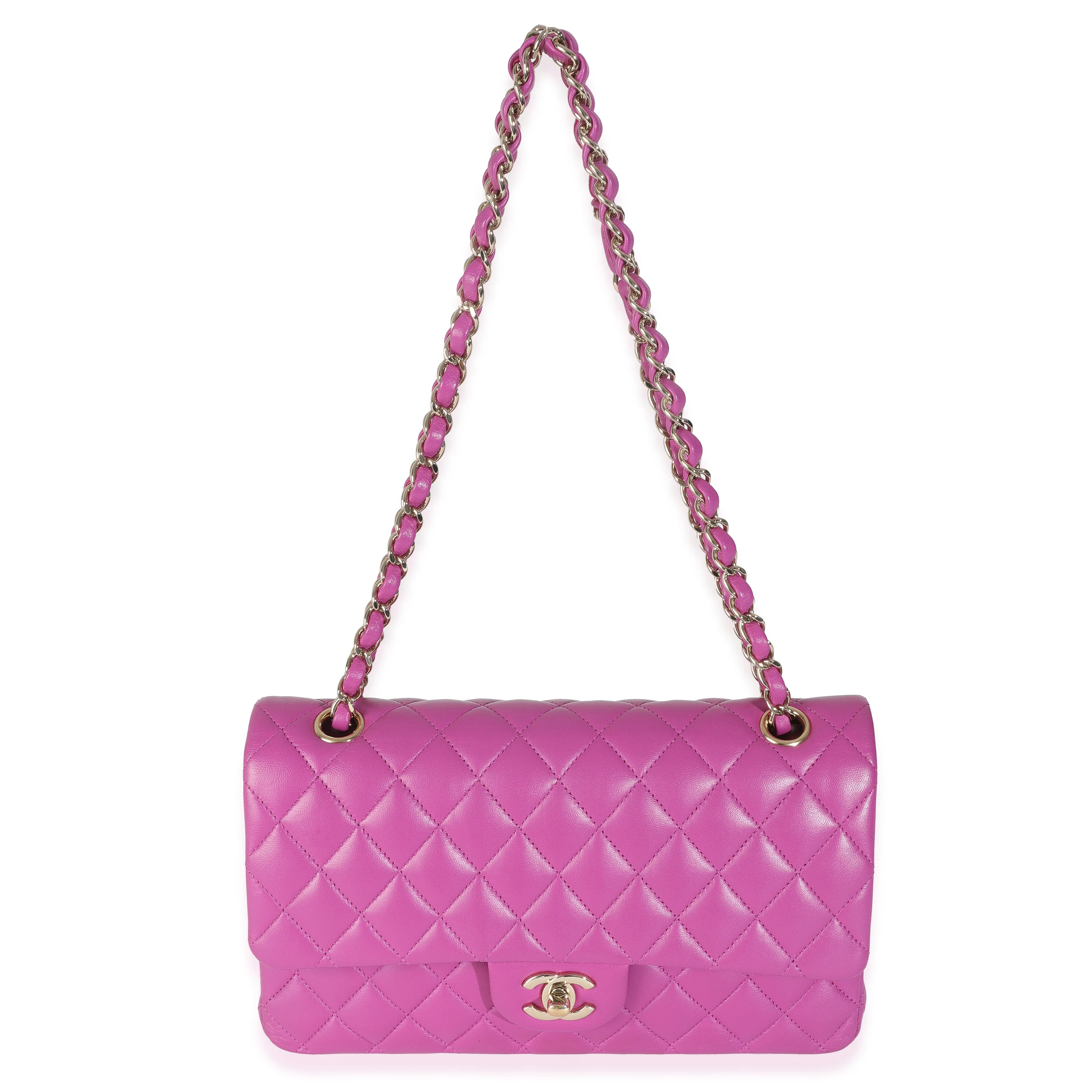 Purple Quilted Lambskin Medium Classic Double Flap Bag - Image 6