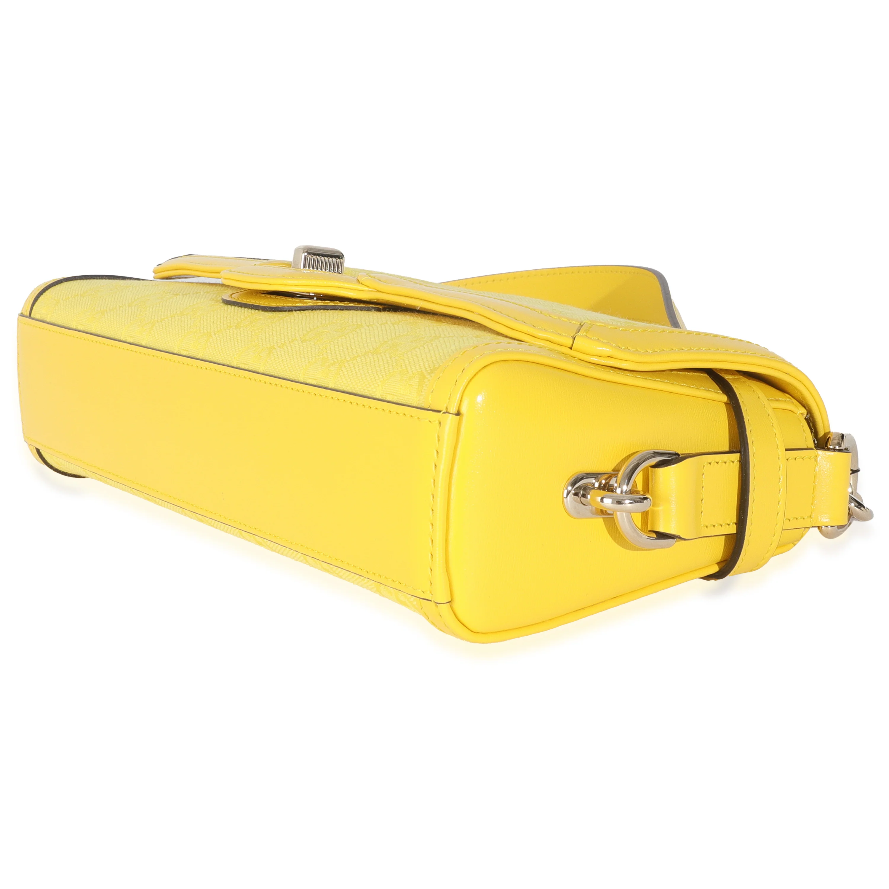 Yellow GG Monogram Textured Canvas Dollar Calfskin Small Luce Shoulder Bag - Image 7