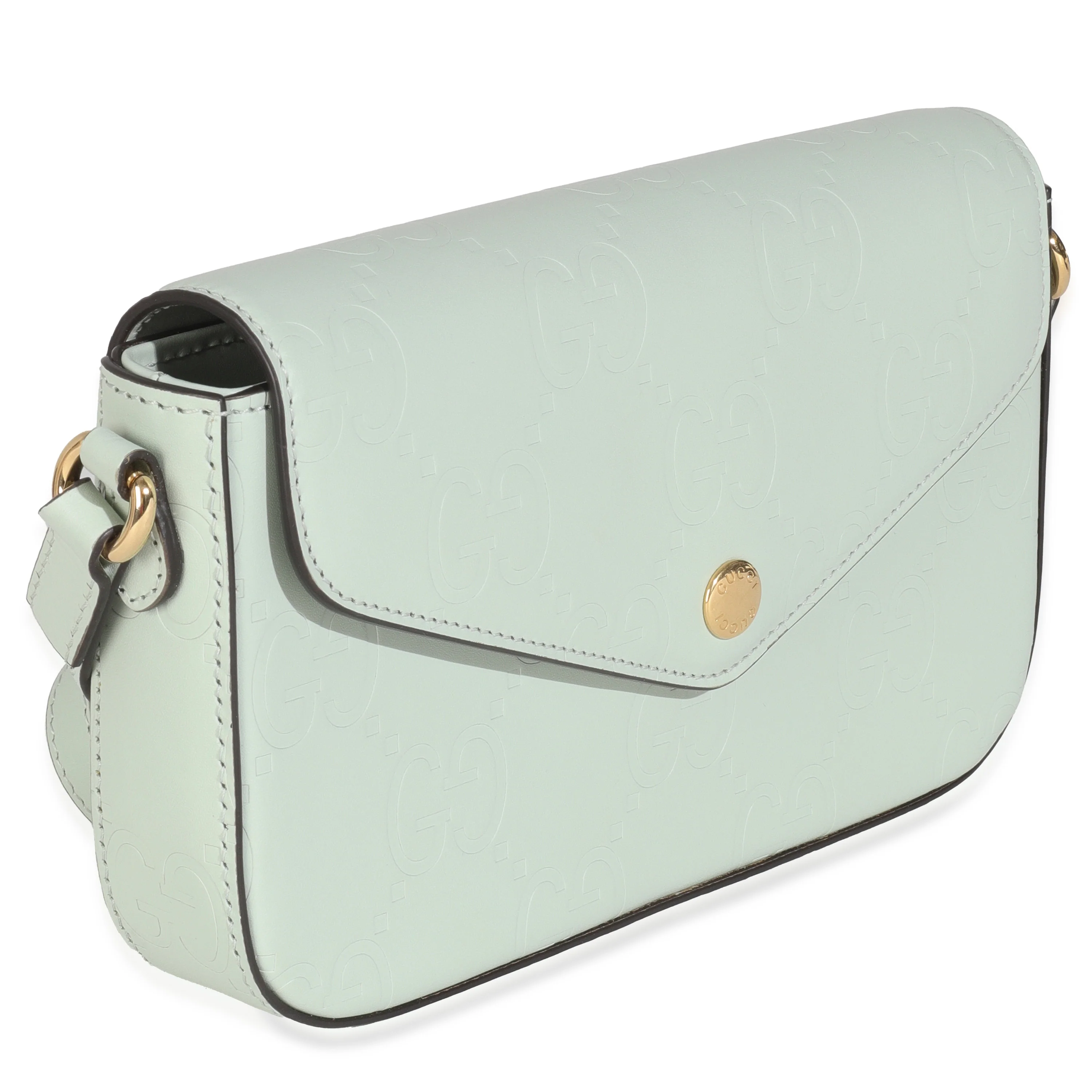 Pale Green Calfskin GG Super Mini Shoulder Bag - Image 3