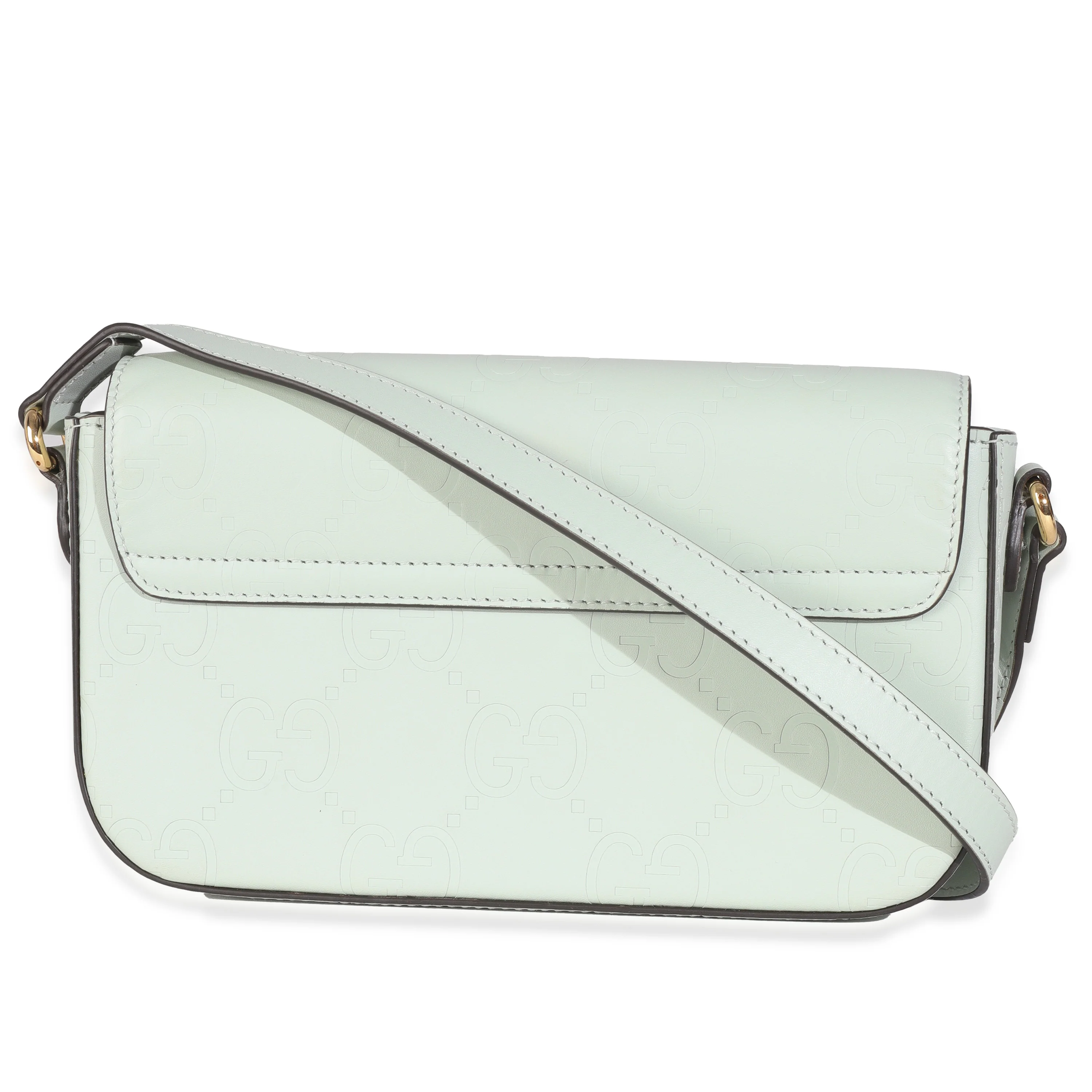 Pale Green Calfskin GG Super Mini Shoulder Bag - Image 4