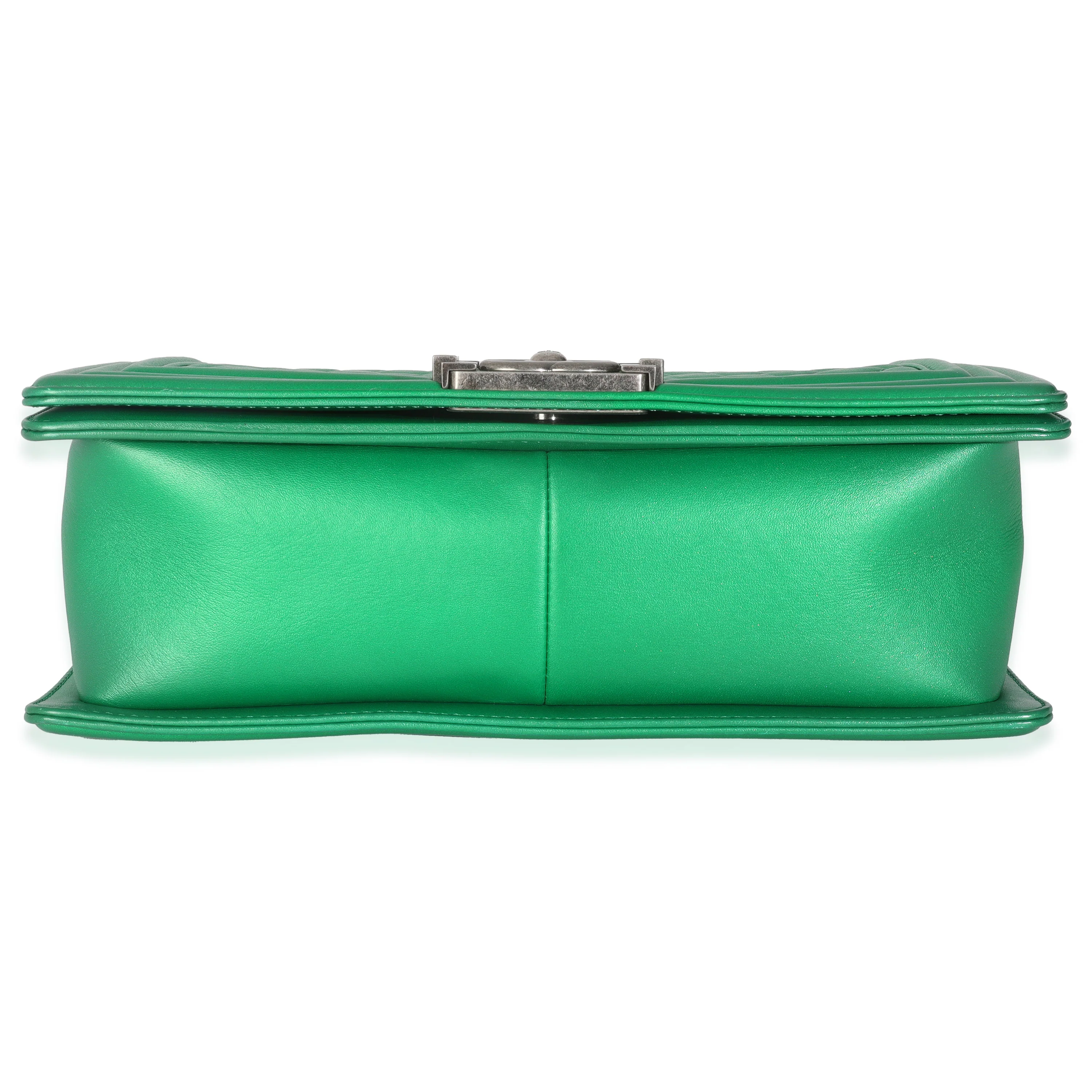 Green Quilted Lambskin Enamel CC Old Medium Boy Bag - Image 5
