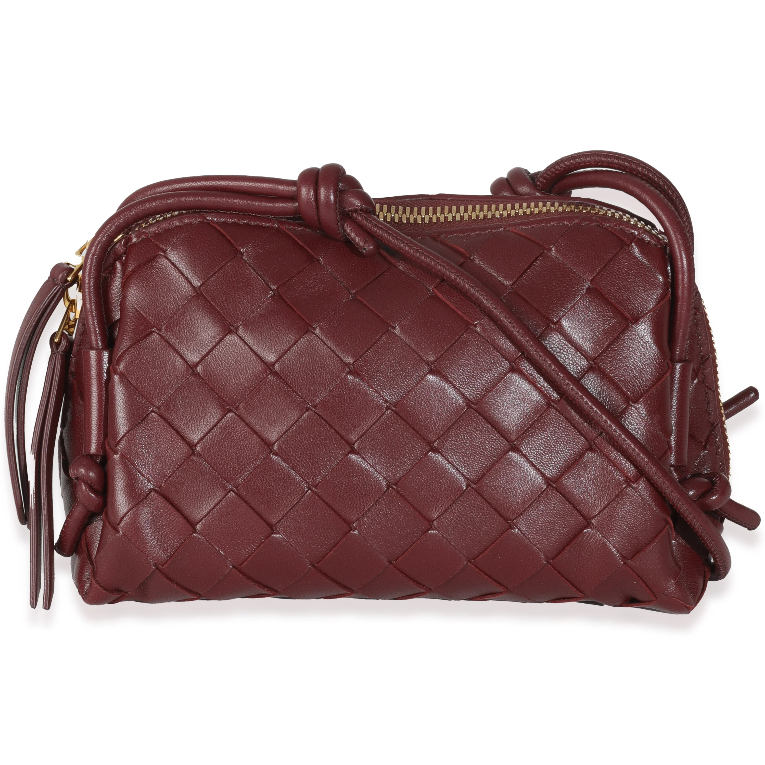 Wine Intrecciato Nappa Leather Pouch