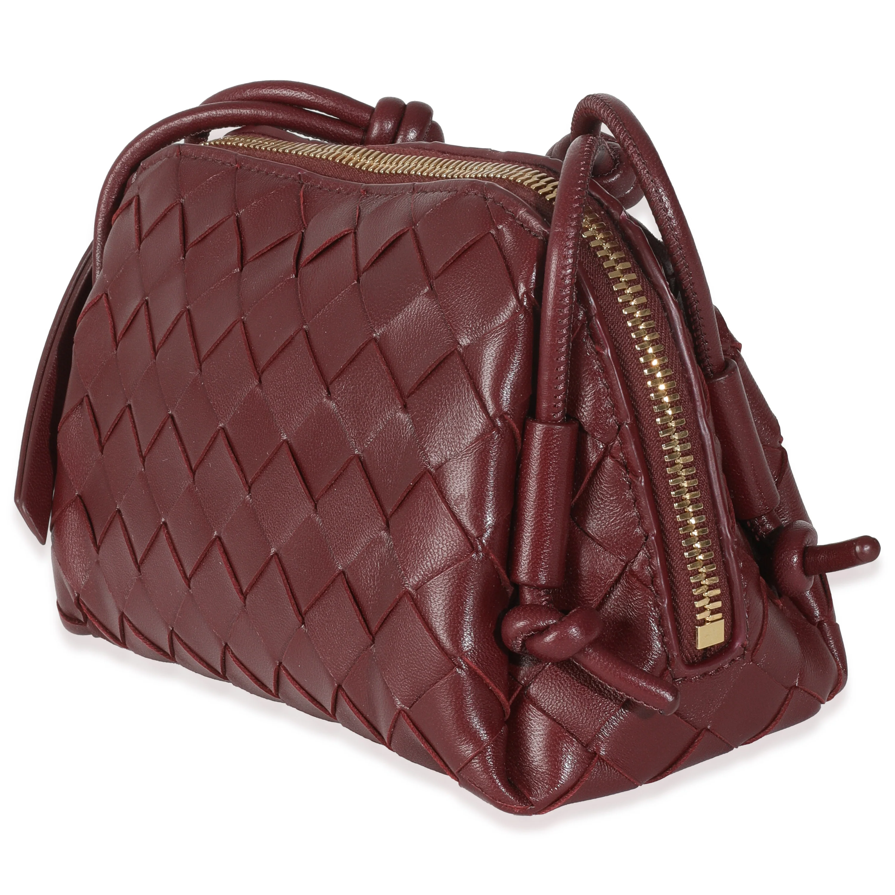 Wine Intrecciato Nappa Leather Pouch - Image 4