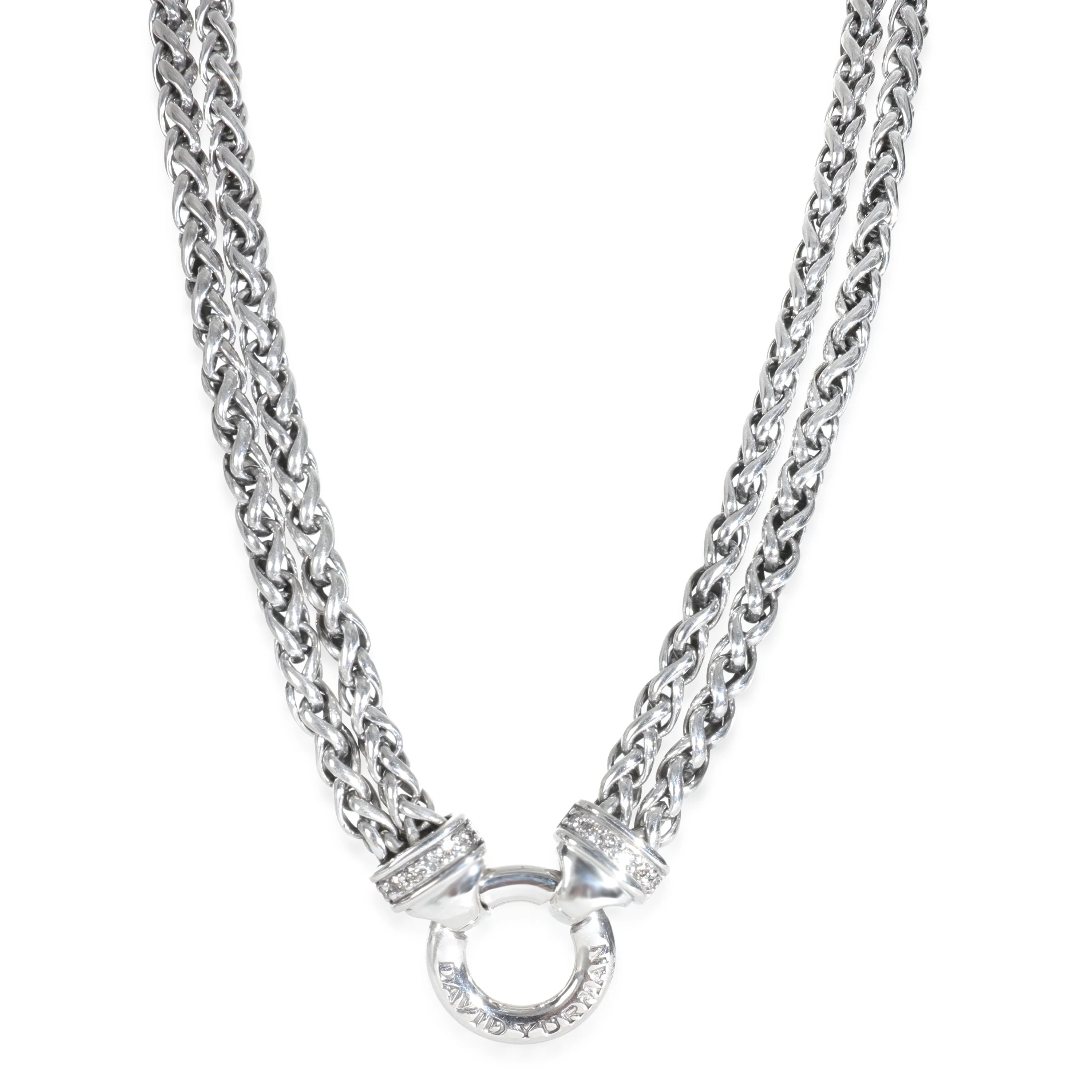 Sterling Silver Diamond Double Wheat Necklace