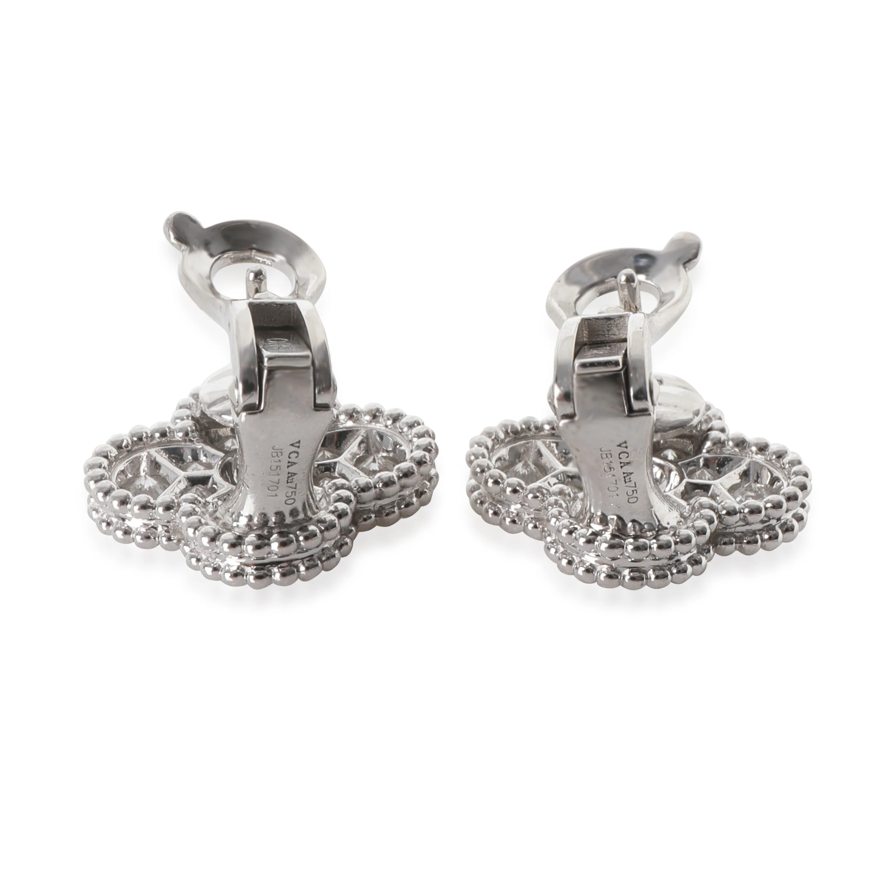 White Gold Diamond Vintage Alhambra Earrings - Image 3