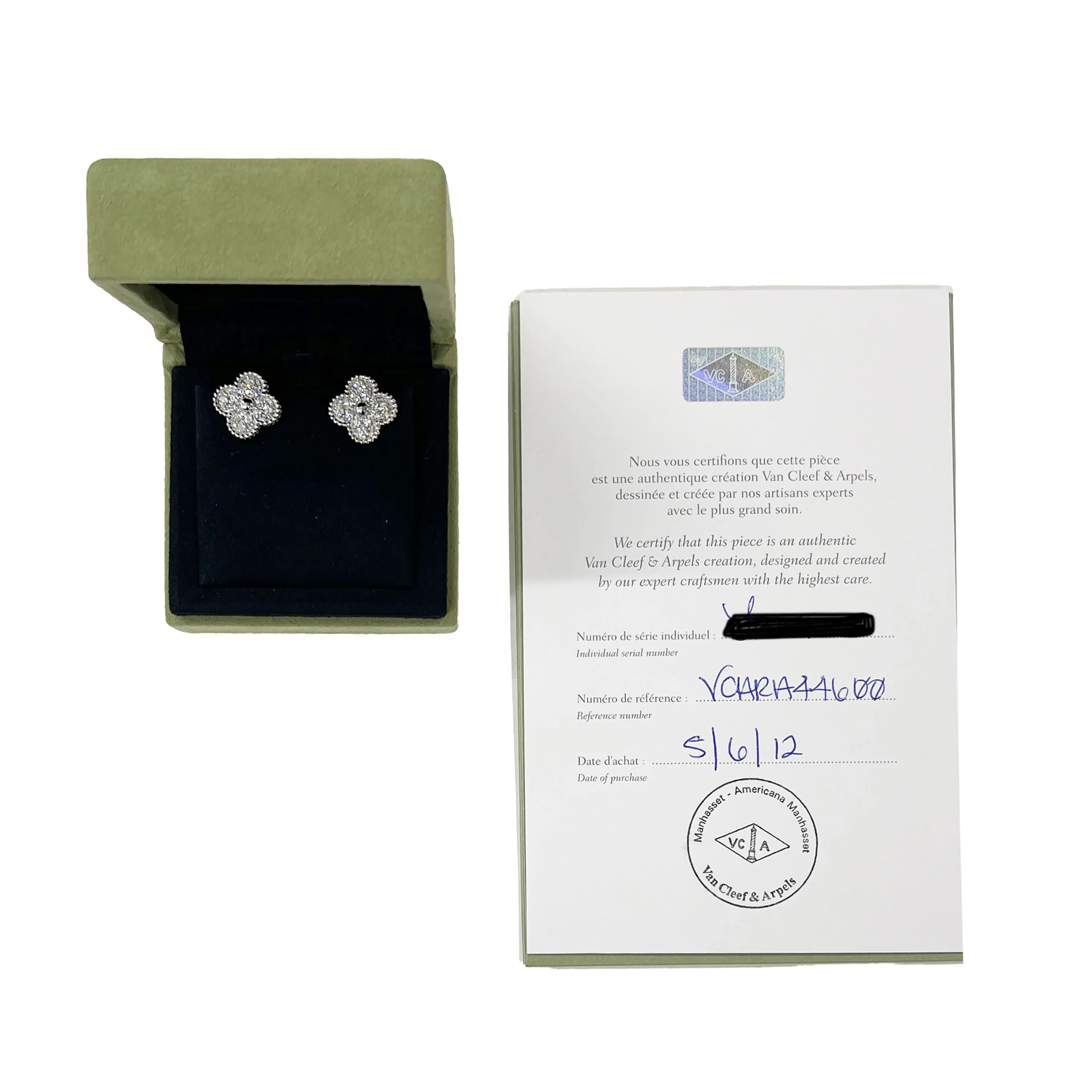 White Gold Diamond Vintage Alhambra Earrings - Image 4
