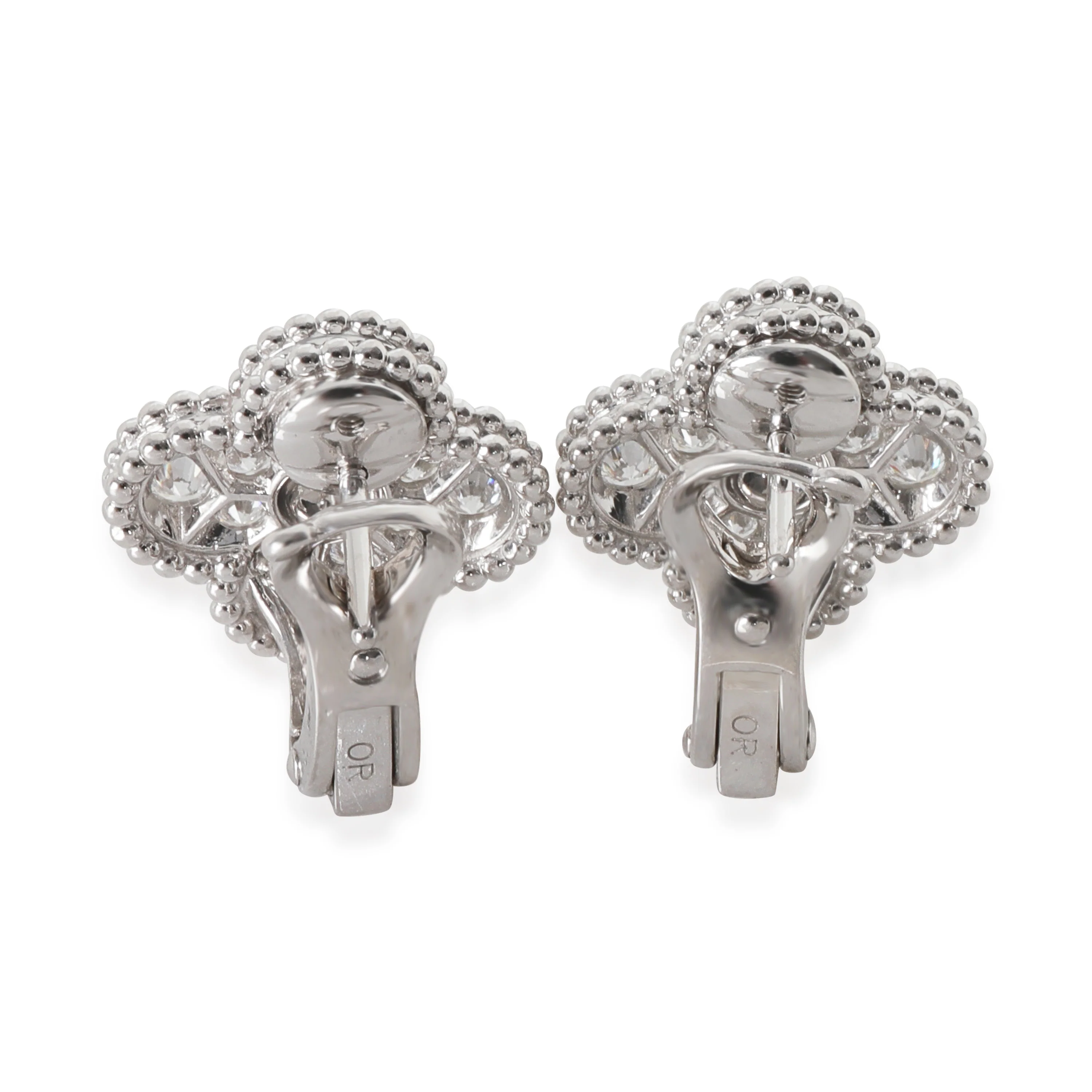 White Gold Diamond Vintage Alhambra Earrings - Image 5