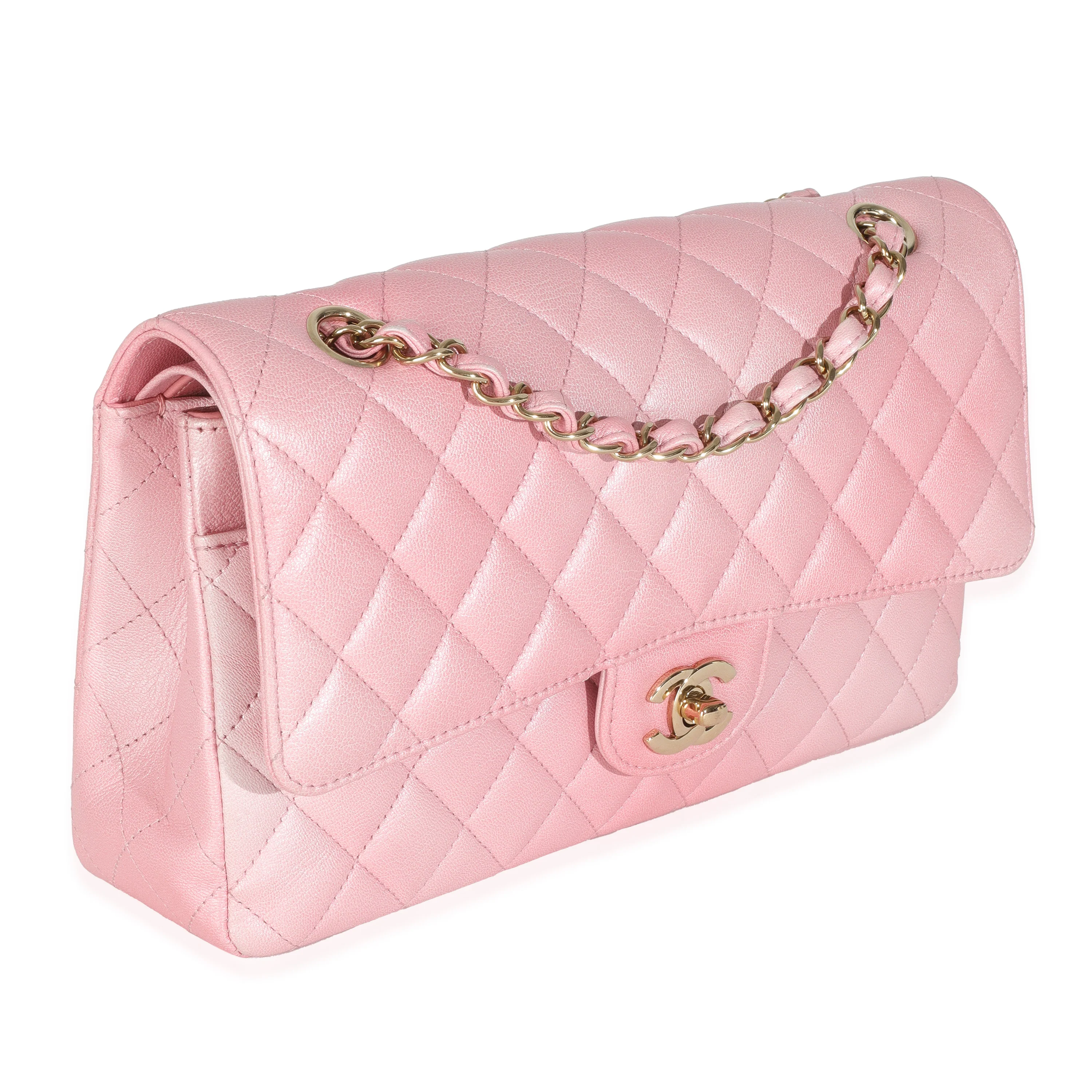 Pink Ombre Metallic Quilted Goatskin Medium Double Flap Bag - Image 3