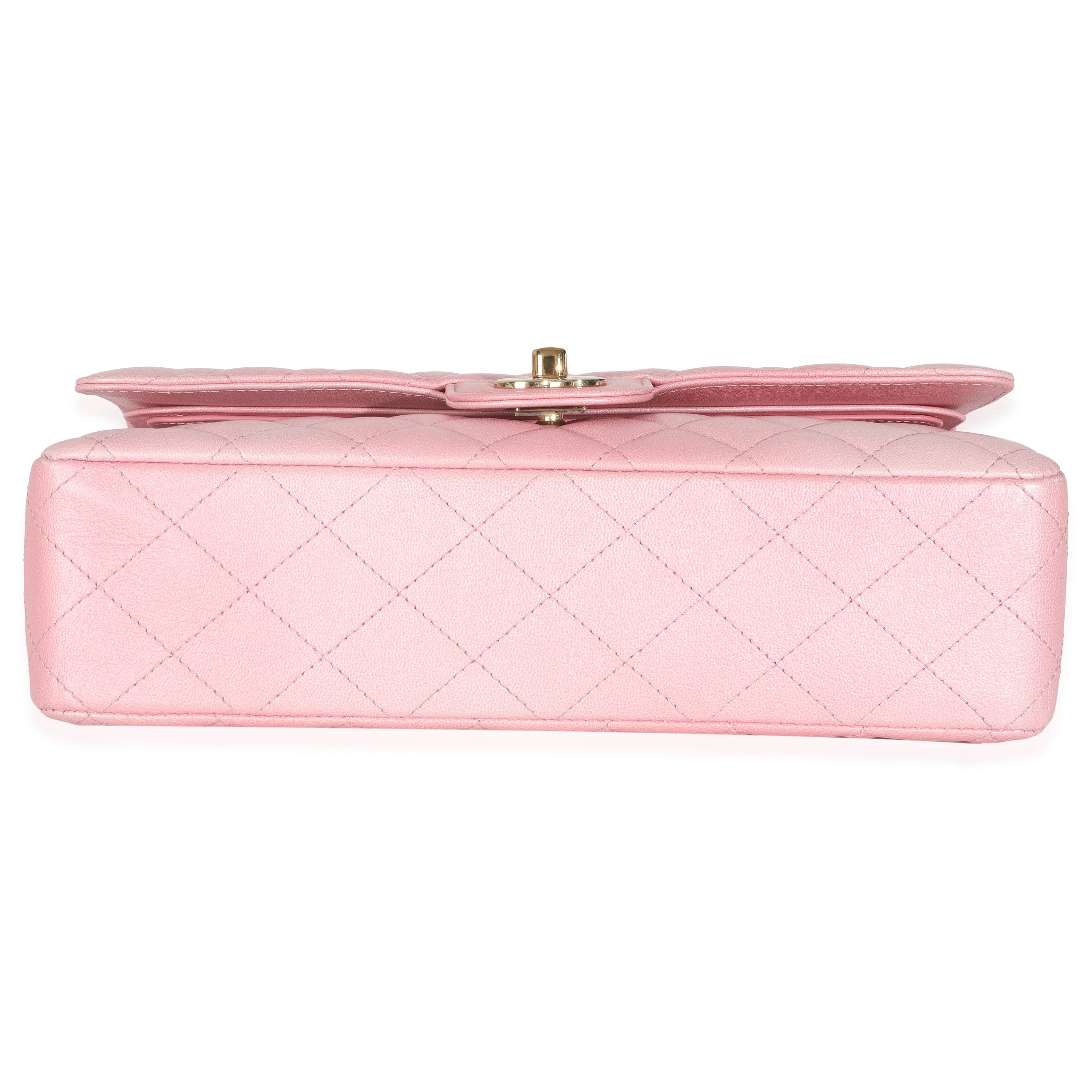 Pink Ombre Metallic Quilted Goatskin Medium Double Flap Bag - Image 5