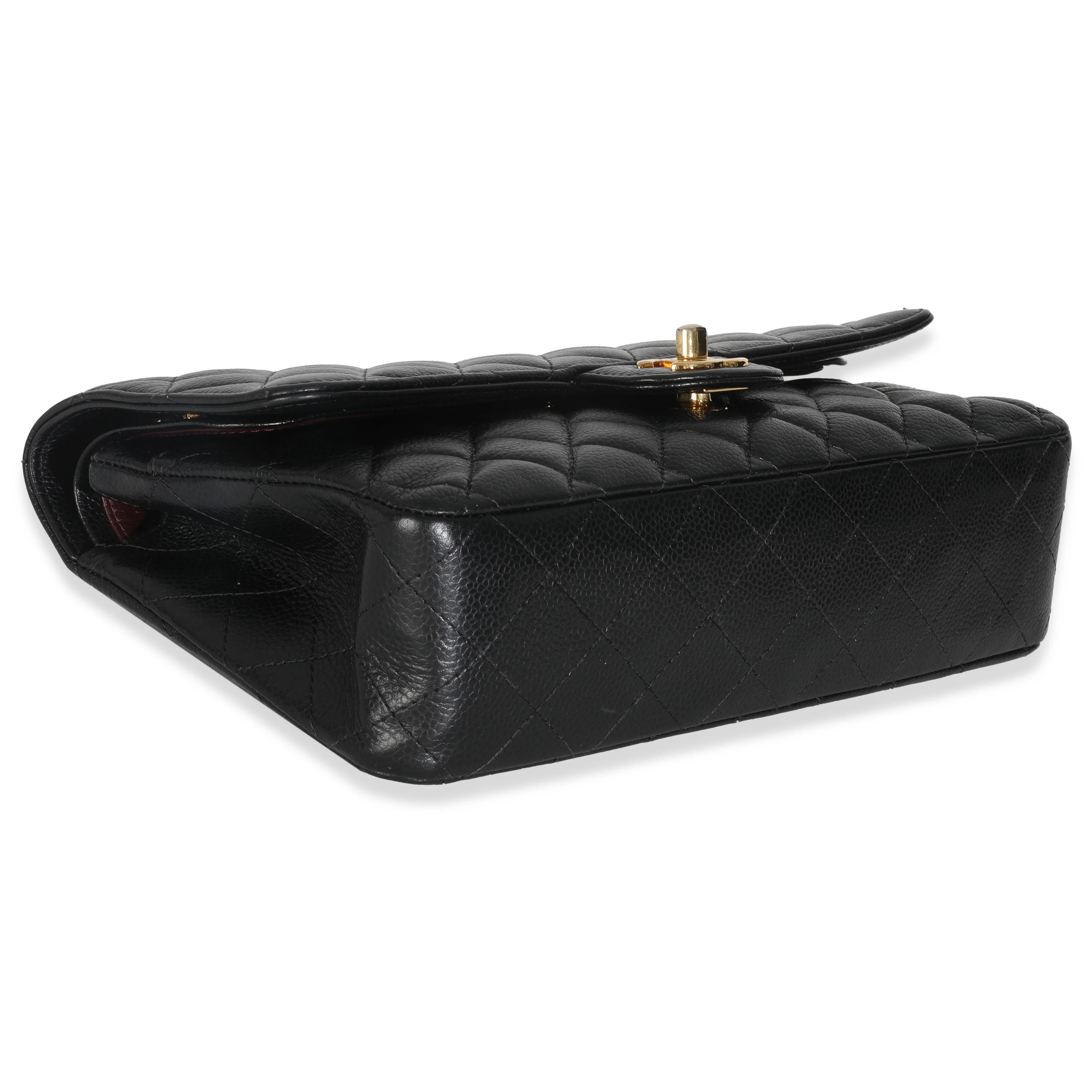 Black Quilted Caviar Medium Classic Double Flap HandBag - Image 6