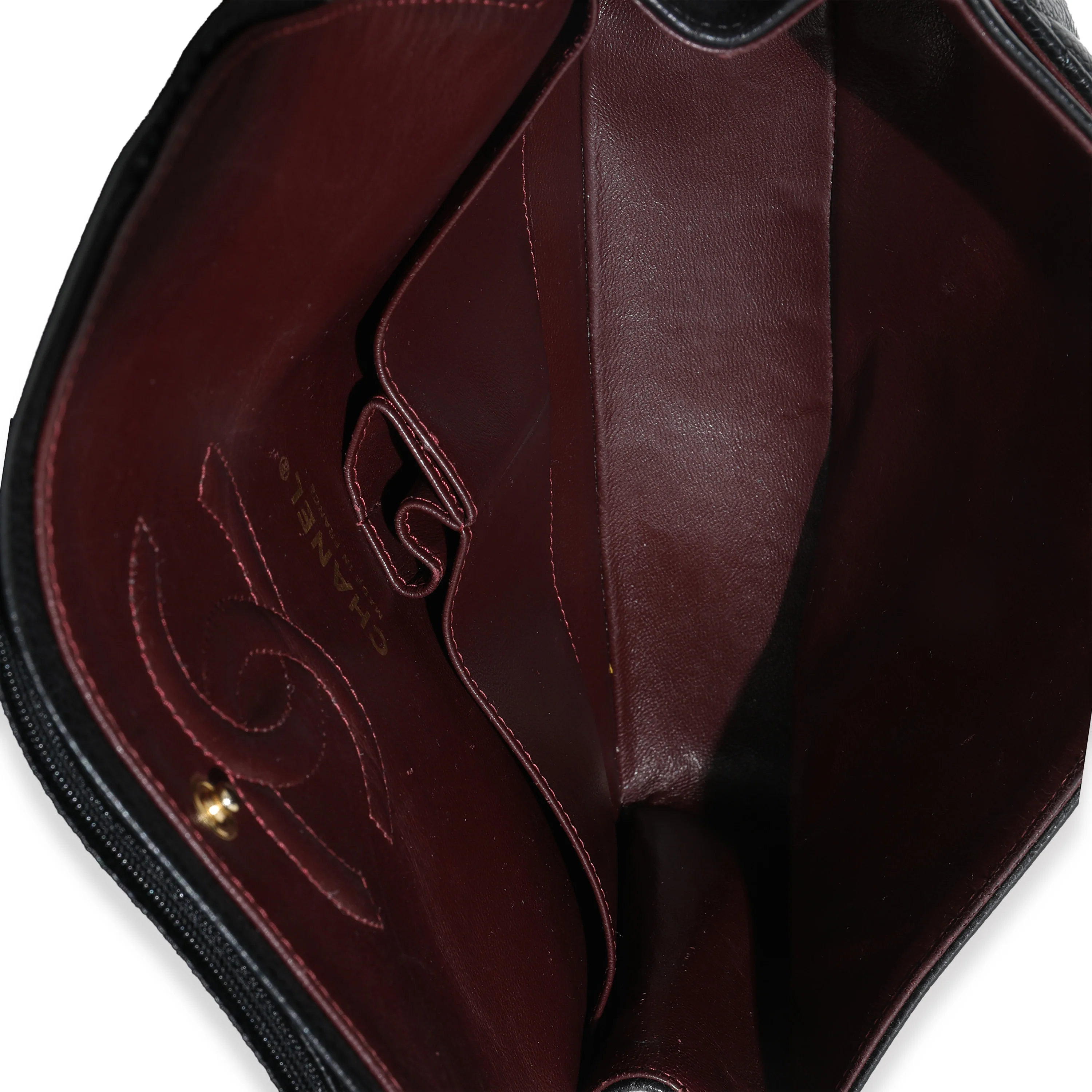Black Quilted Caviar Medium Classic Double Flap HandBag - Image 9