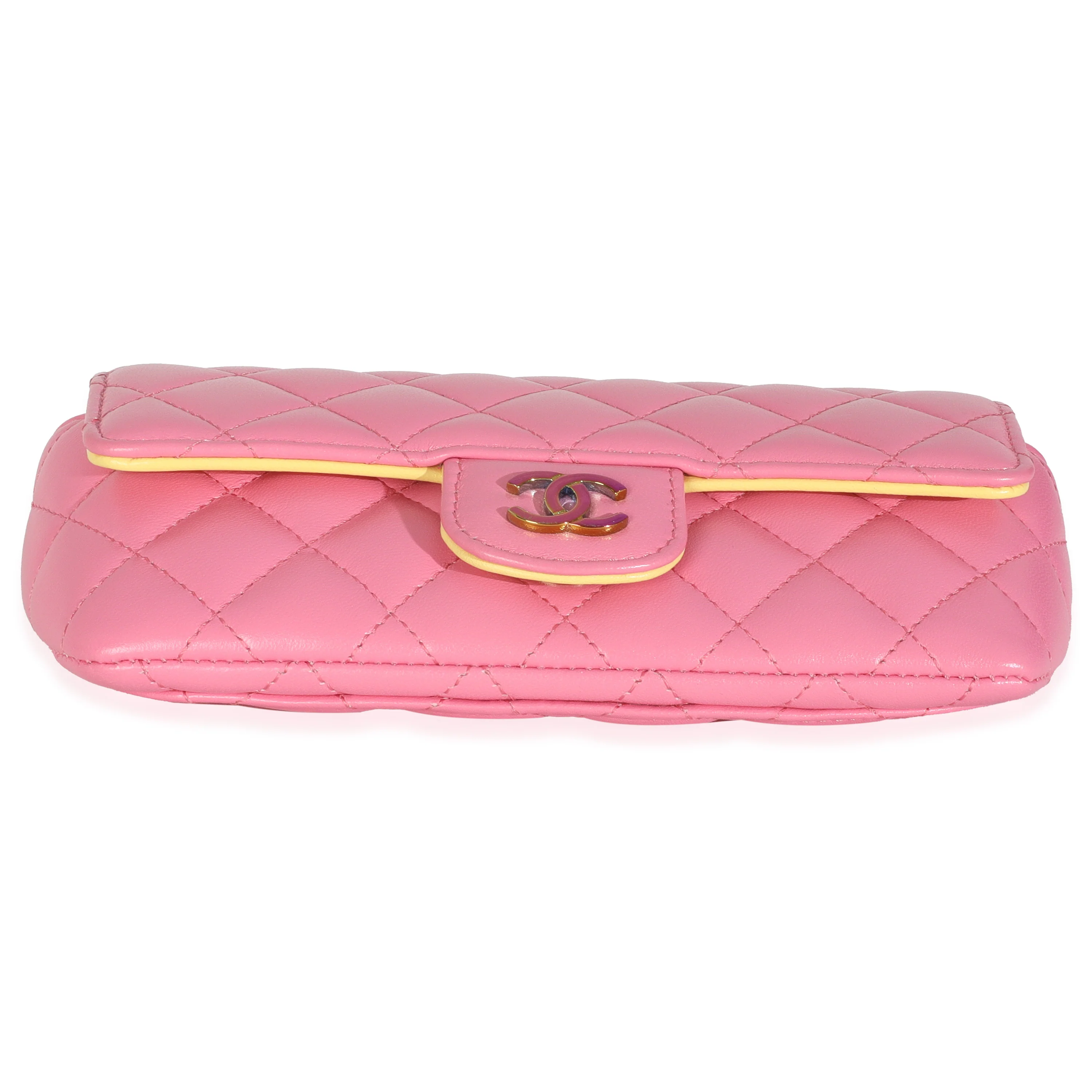 Pink Quilted Lambskin Sunglasses Case On Chain - Image 5