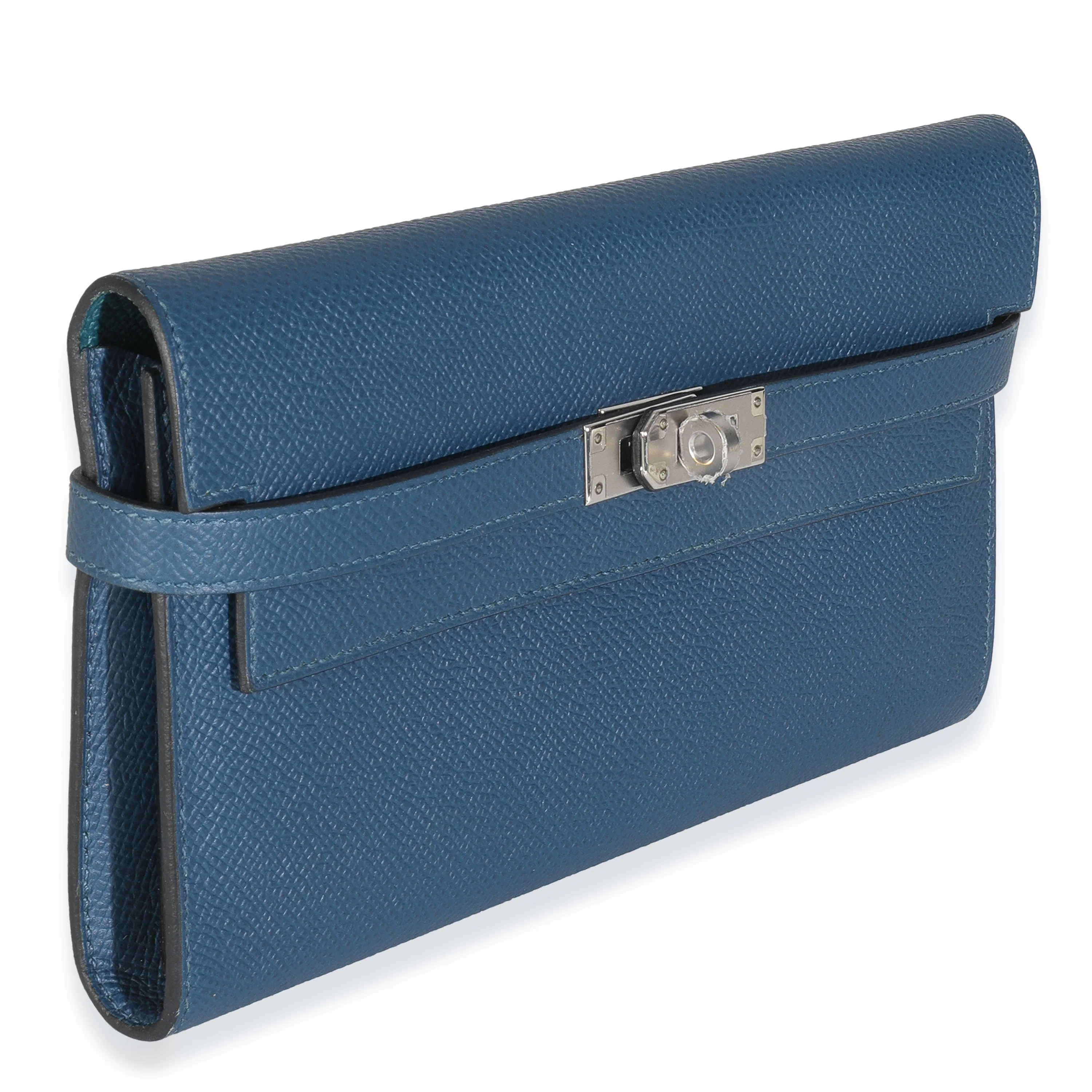 Deep Bleu Vert Bosphore Verso Epsom Kelly Wallet PHW - Image 3