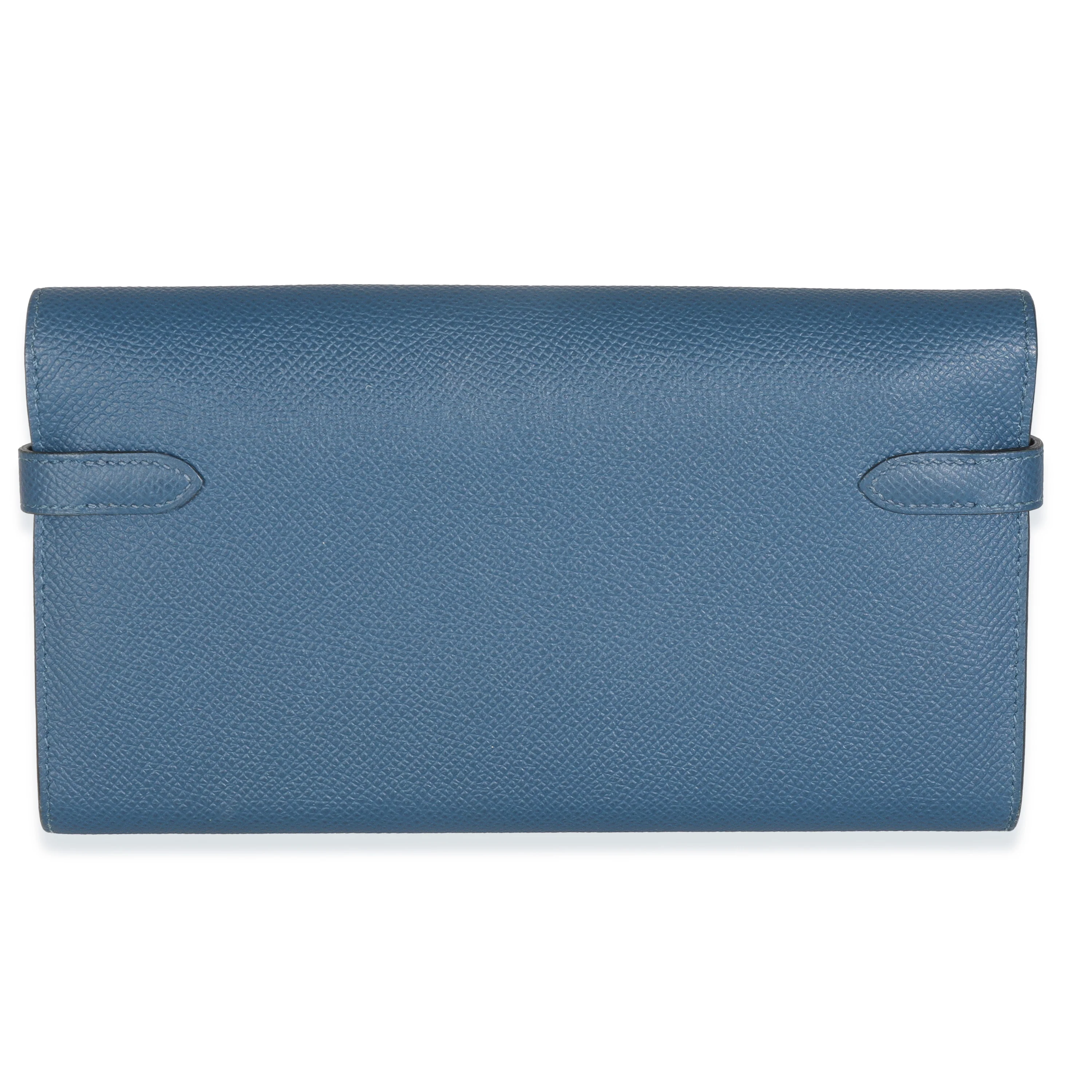 Deep Bleu Vert Bosphore Verso Epsom Kelly Wallet PHW - Image 4
