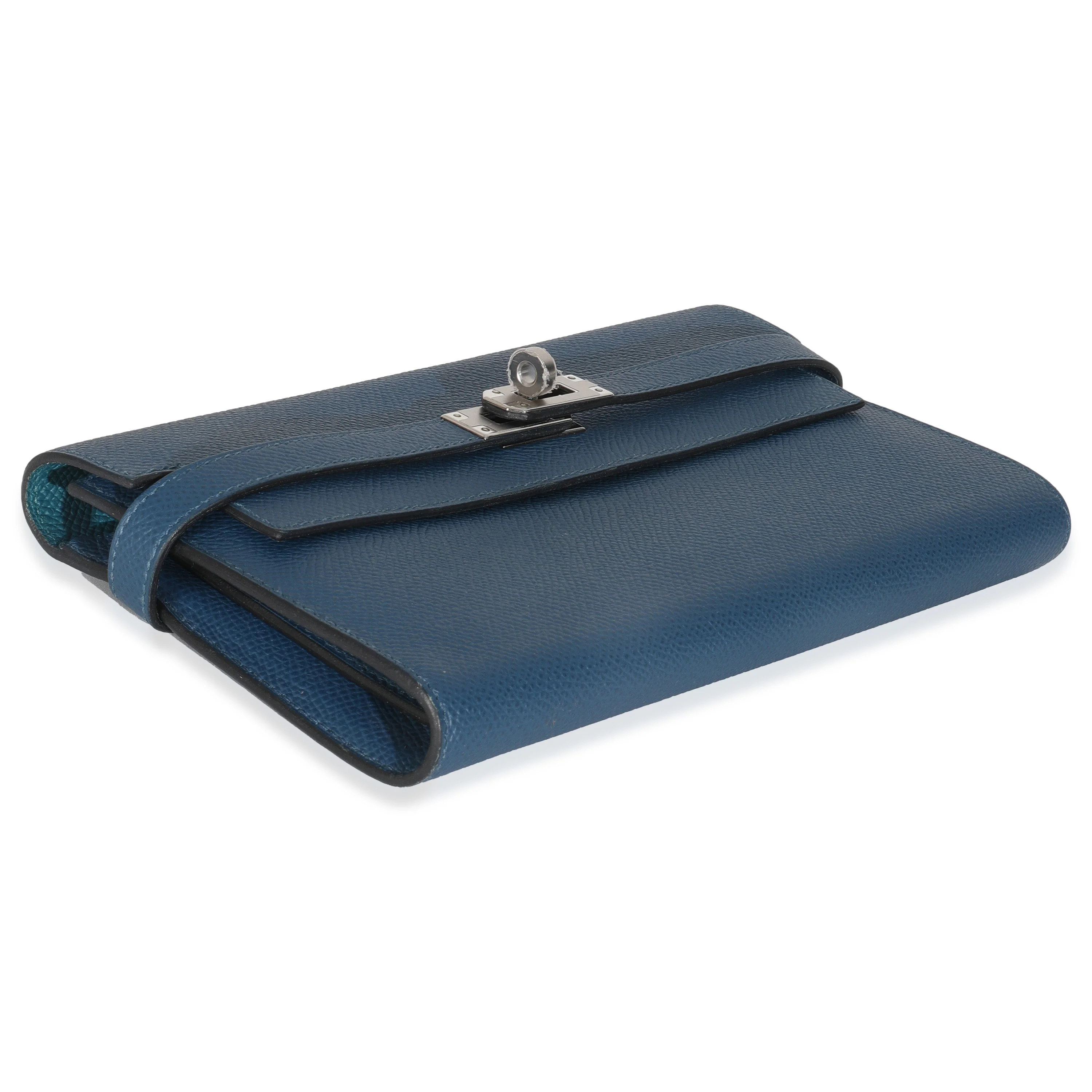 Deep Bleu Vert Bosphore Verso Epsom Kelly Wallet PHW - Image 6
