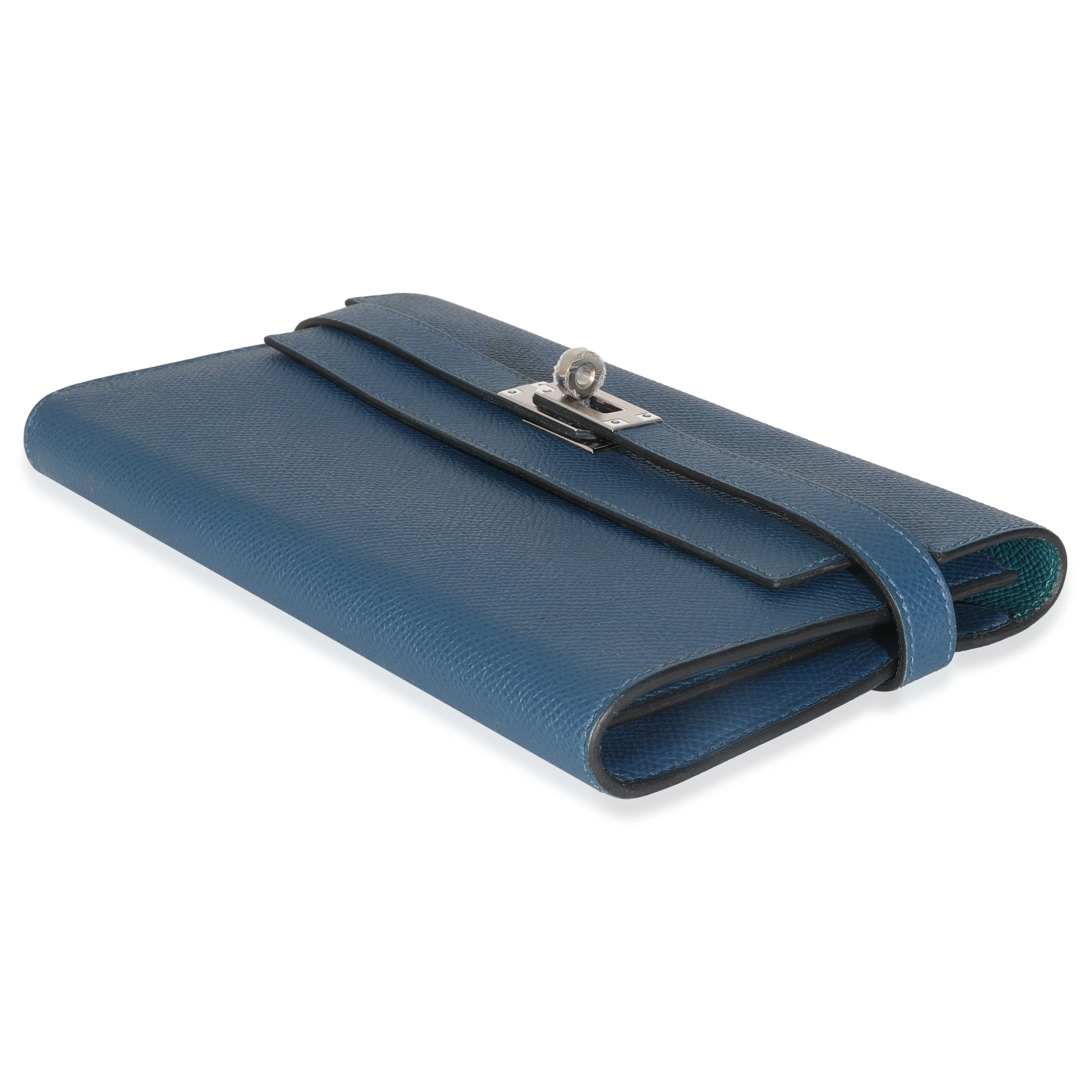 Deep Bleu Vert Bosphore Verso Epsom Kelly Wallet PHW - Image 7