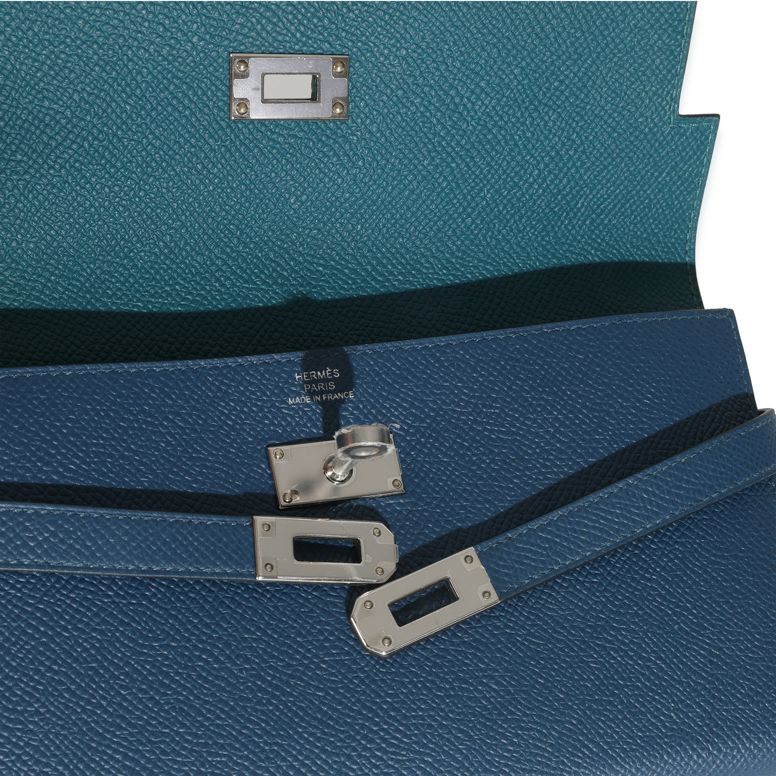 Deep Bleu Vert Bosphore Verso Epsom Kelly Wallet PHW - Image 8