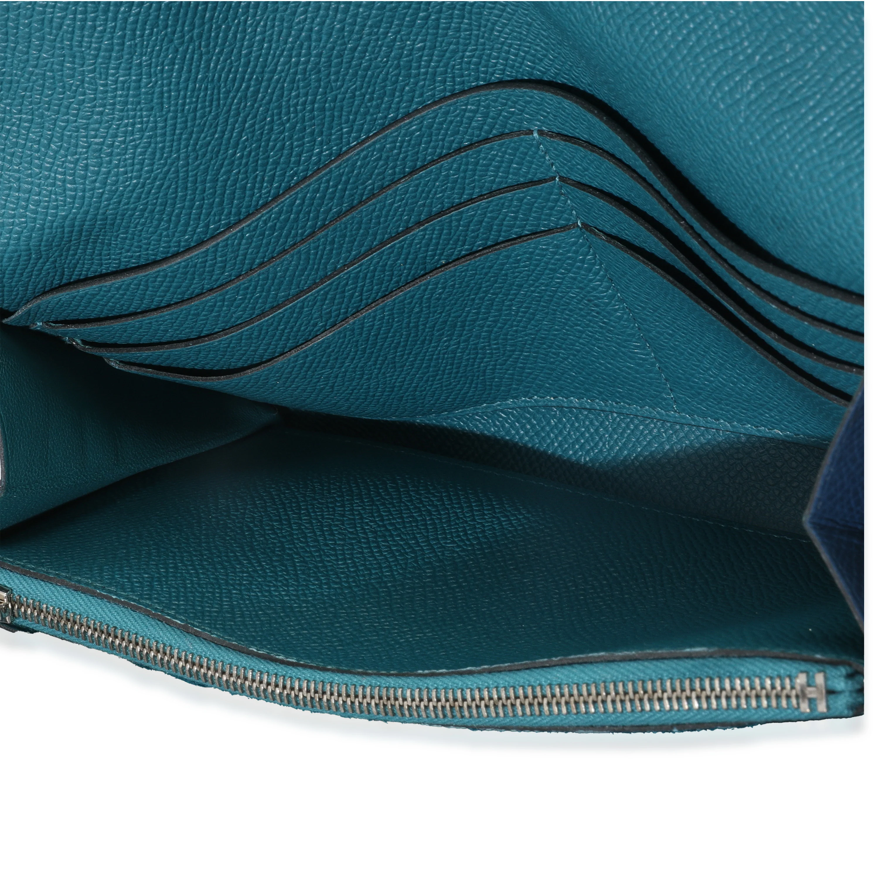 Deep Bleu Vert Bosphore Verso Epsom Kelly Wallet PHW - Image 9