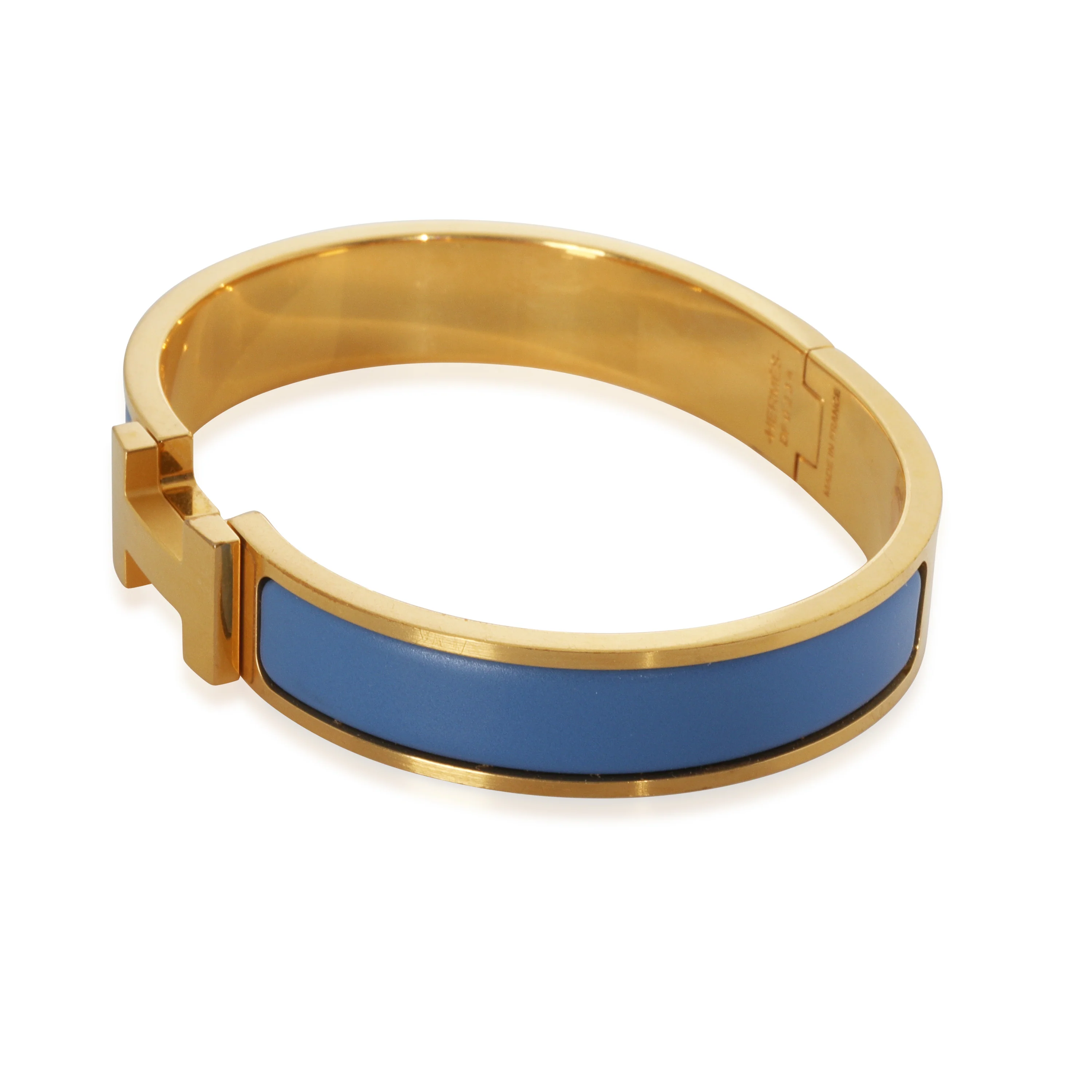 Gold-Plated Clic HH In Bleu Turquin Mat Bracelet - Image 2