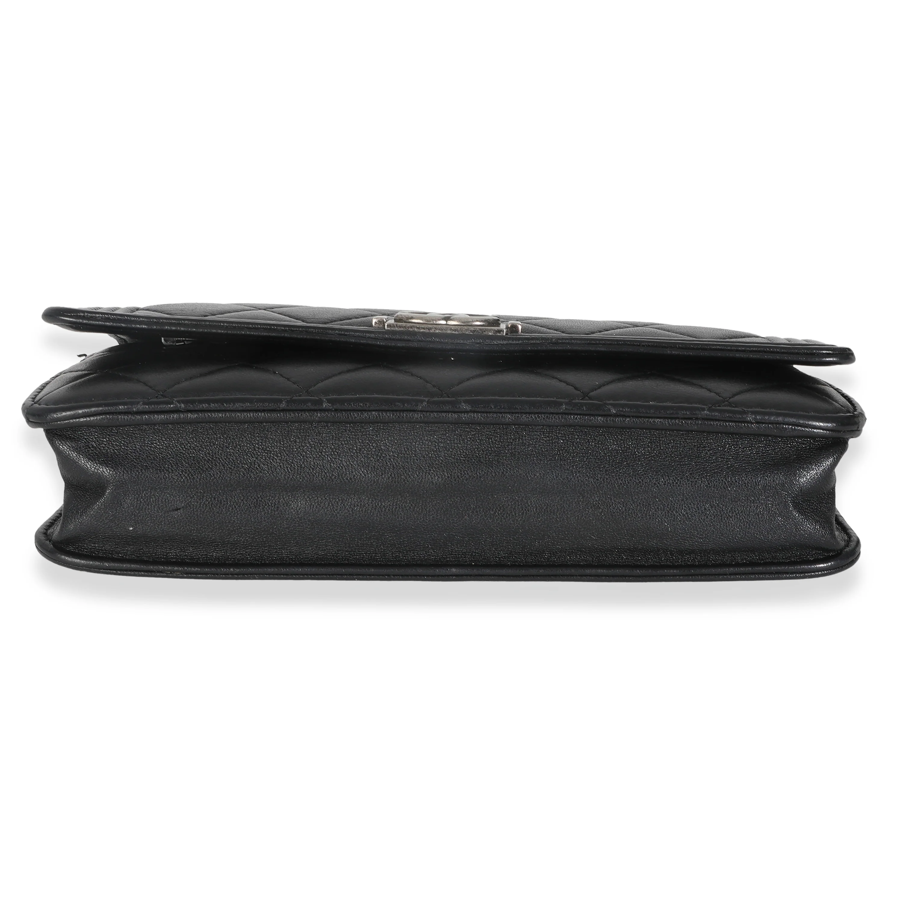 Black Quilted Lambskin Boy Wallet On Chain - Image 5