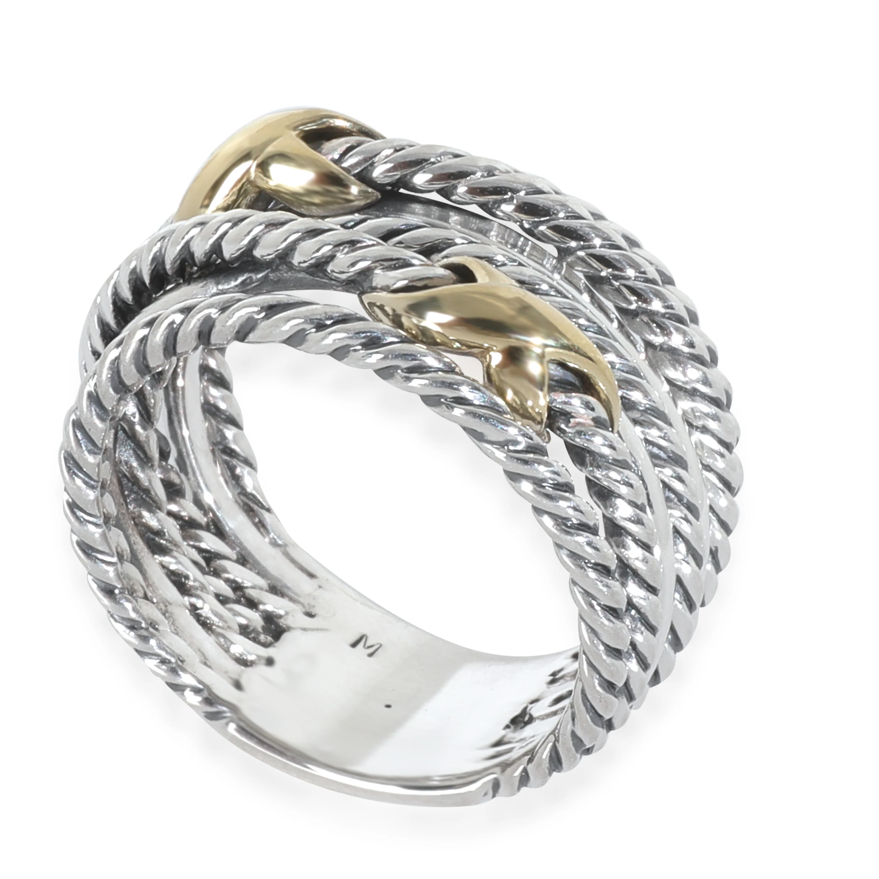 Yellow Gold & Sterling Silver  Crossover Double X Ring - Image 3