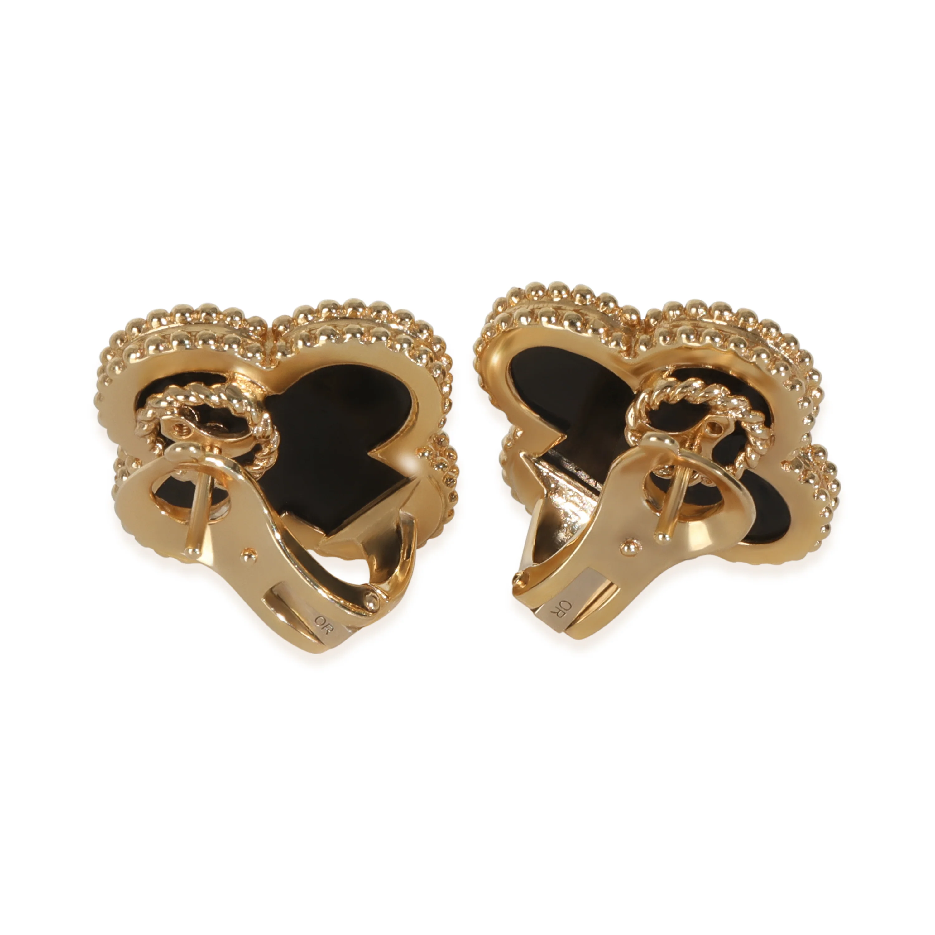 Yellow Gold Onyx Magic Alhambra Earrings - Image 3