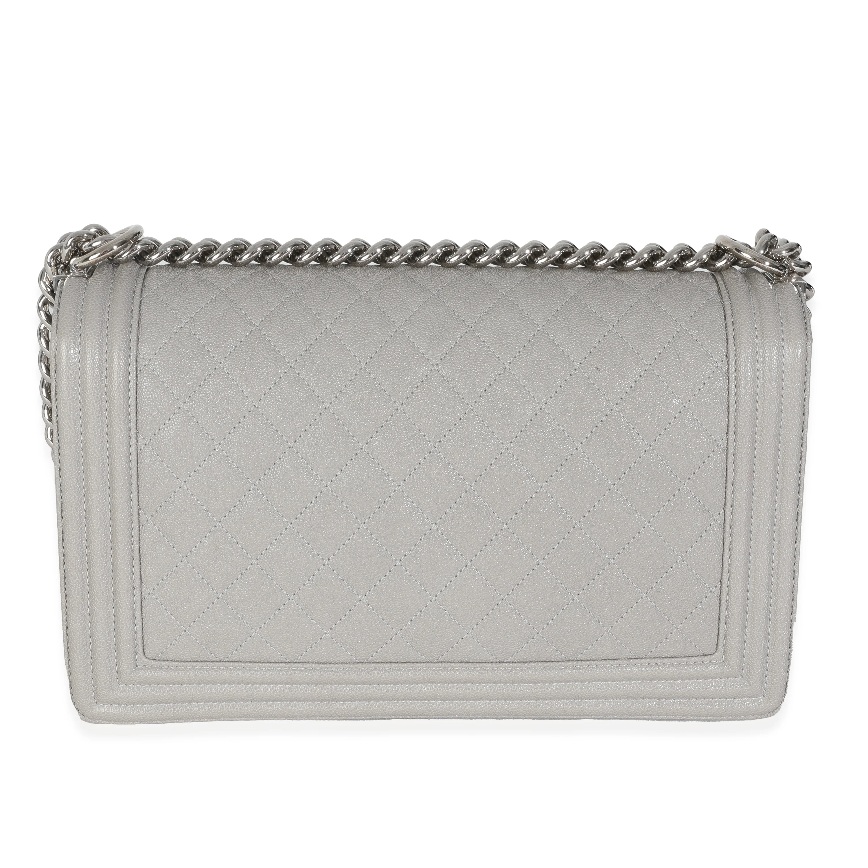 Grey Quilted Caviar New Medium Boy Handbag - Image 4
