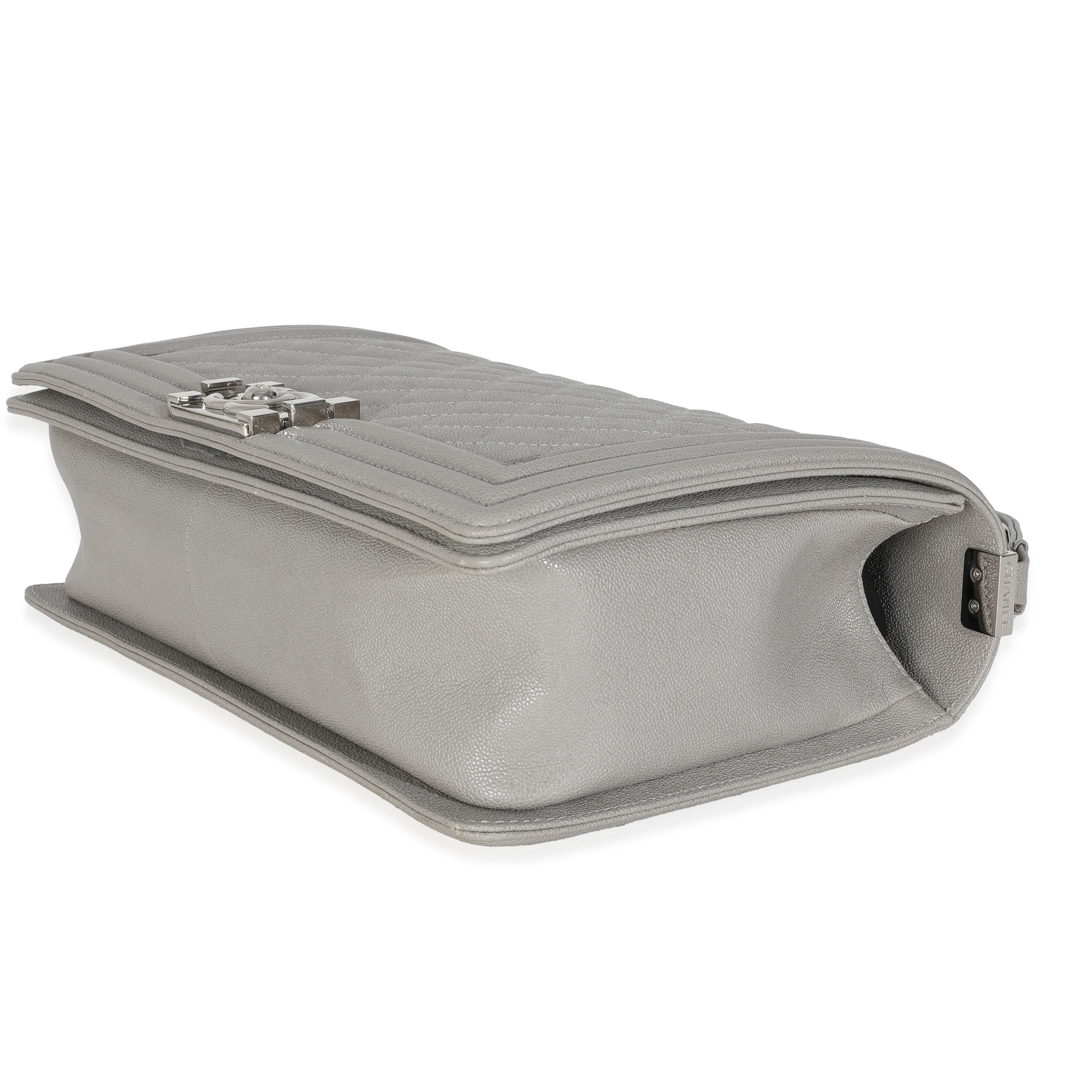Grey Quilted Caviar New Medium Boy Handbag - Image 7