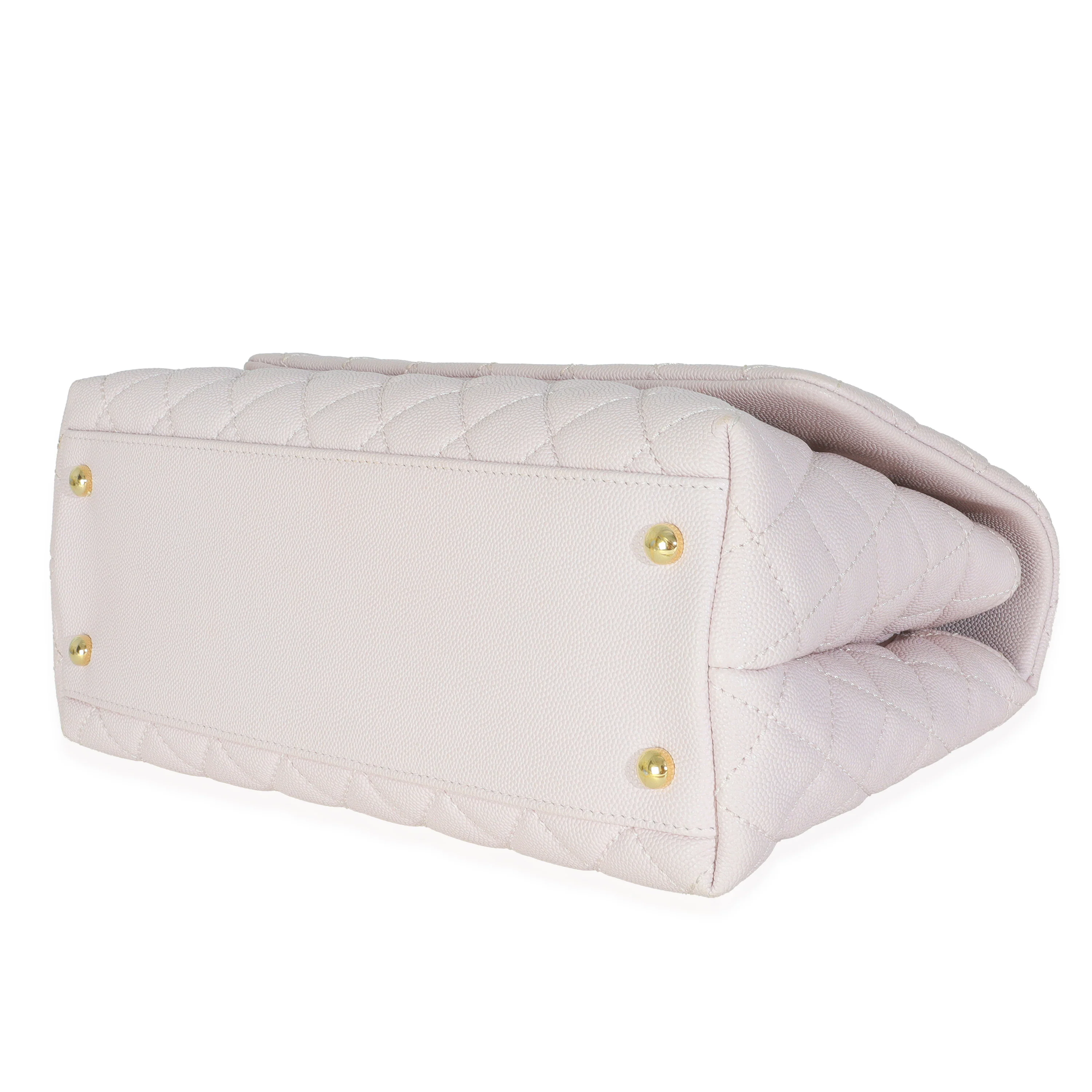 Light Pink Quilted Caviar Medium Coco Top Handle Handbag - Image 7