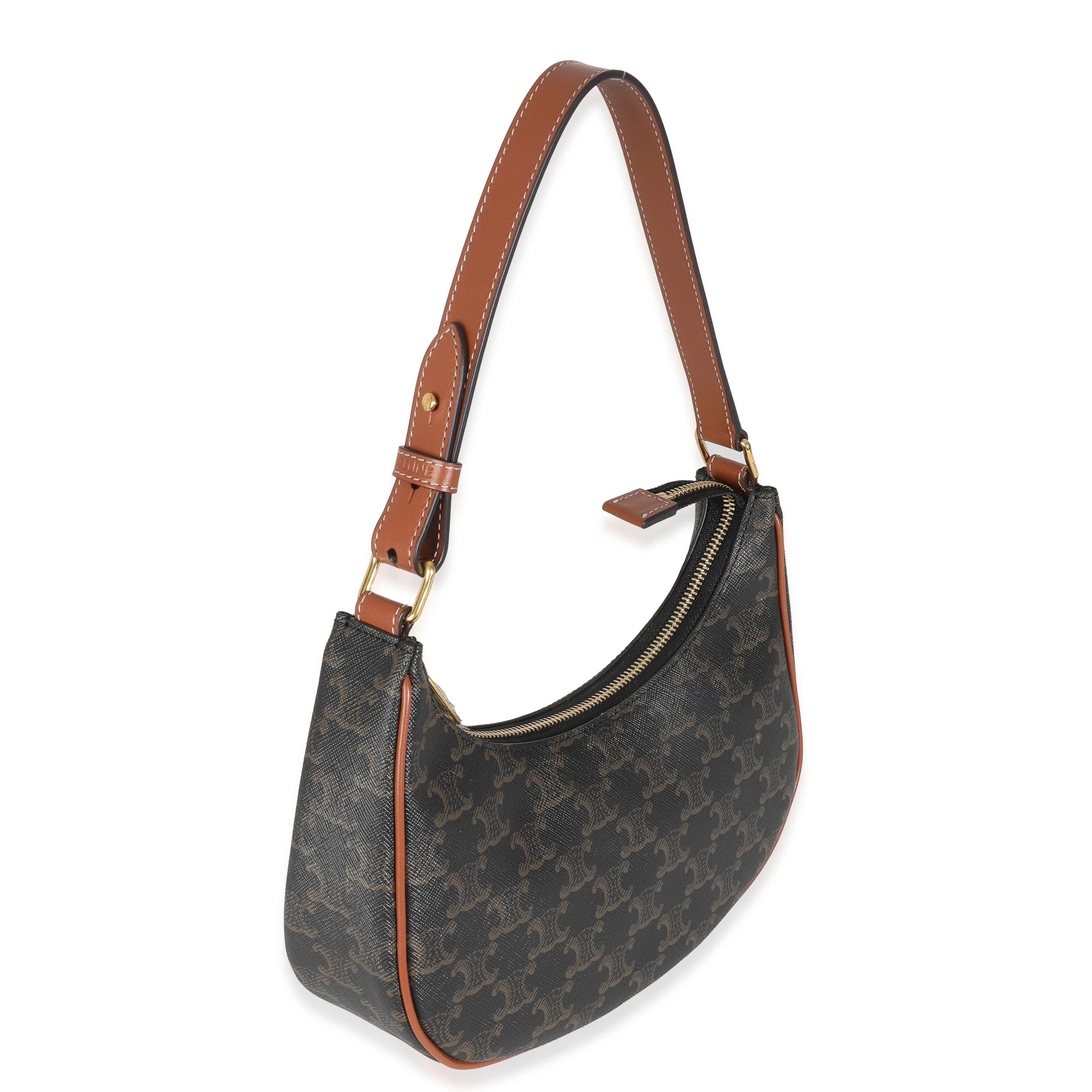 Tan Triomphe Canvas Calfskin Medium Ava Shoulder Bag - Image 3
