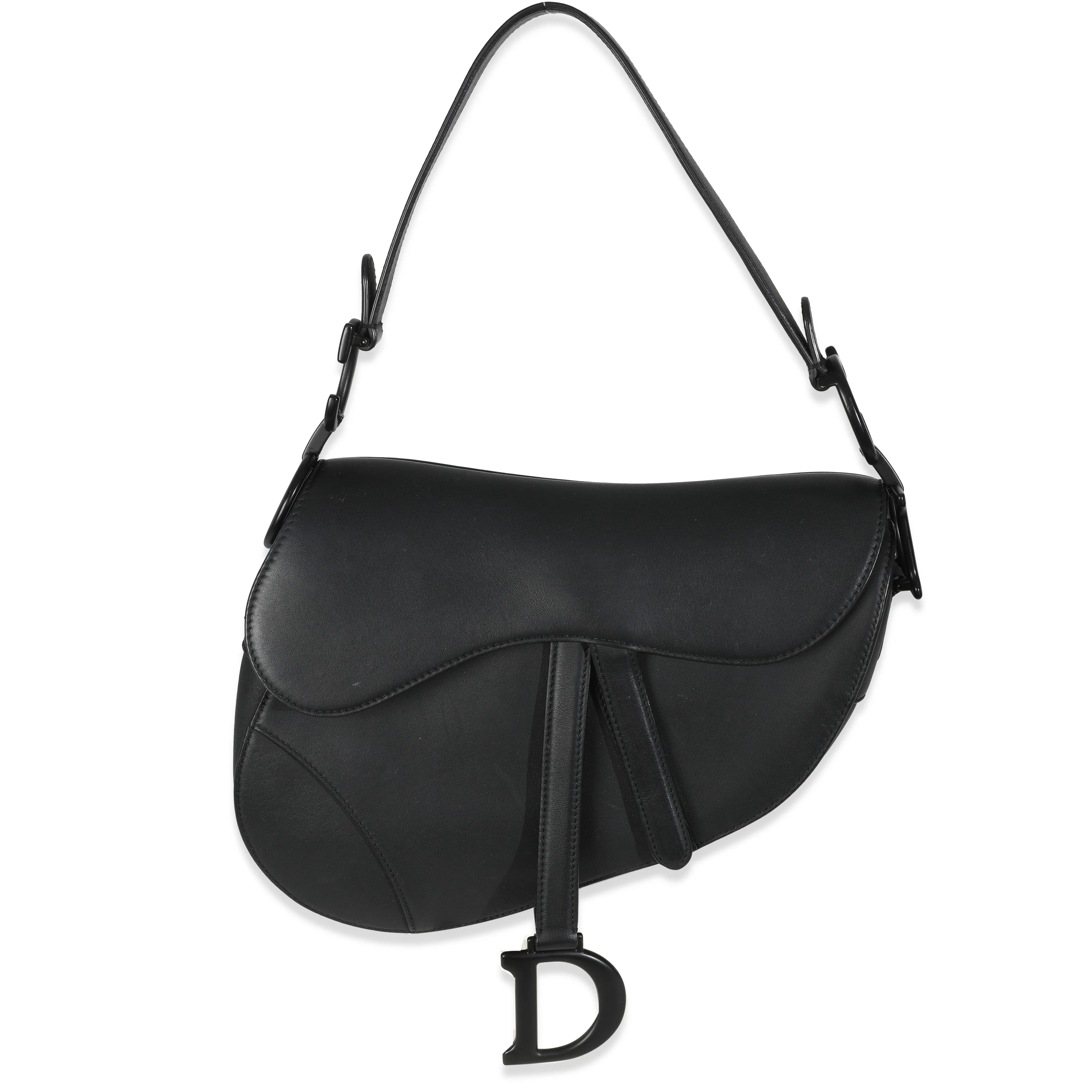 Black Ultra Matte Calfskin Medium Saddle