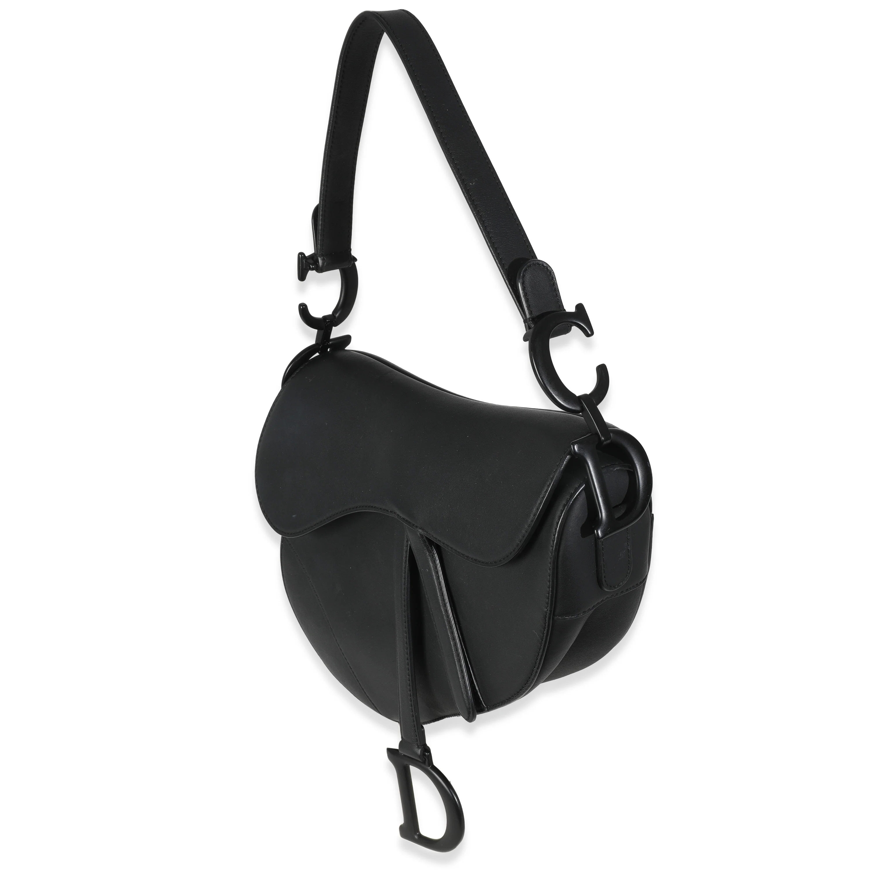 Black Ultra Matte Calfskin Medium Saddle - Image 2