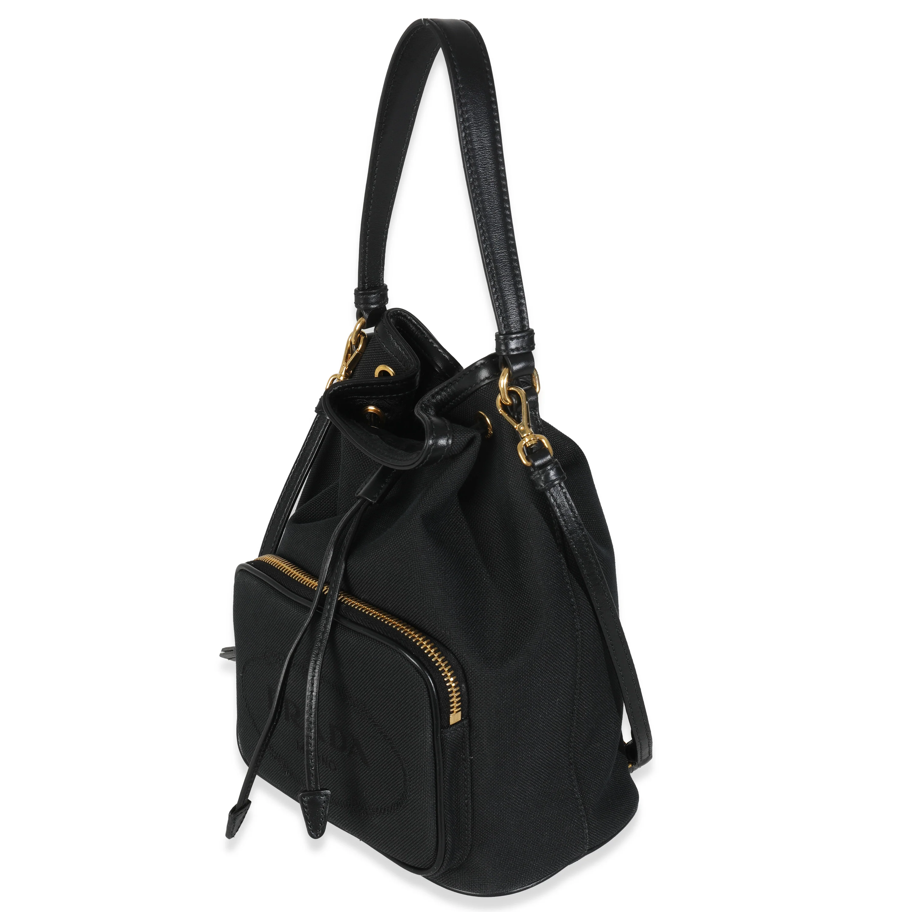 Black Jacquard Logo Bucket Bag - Image 2