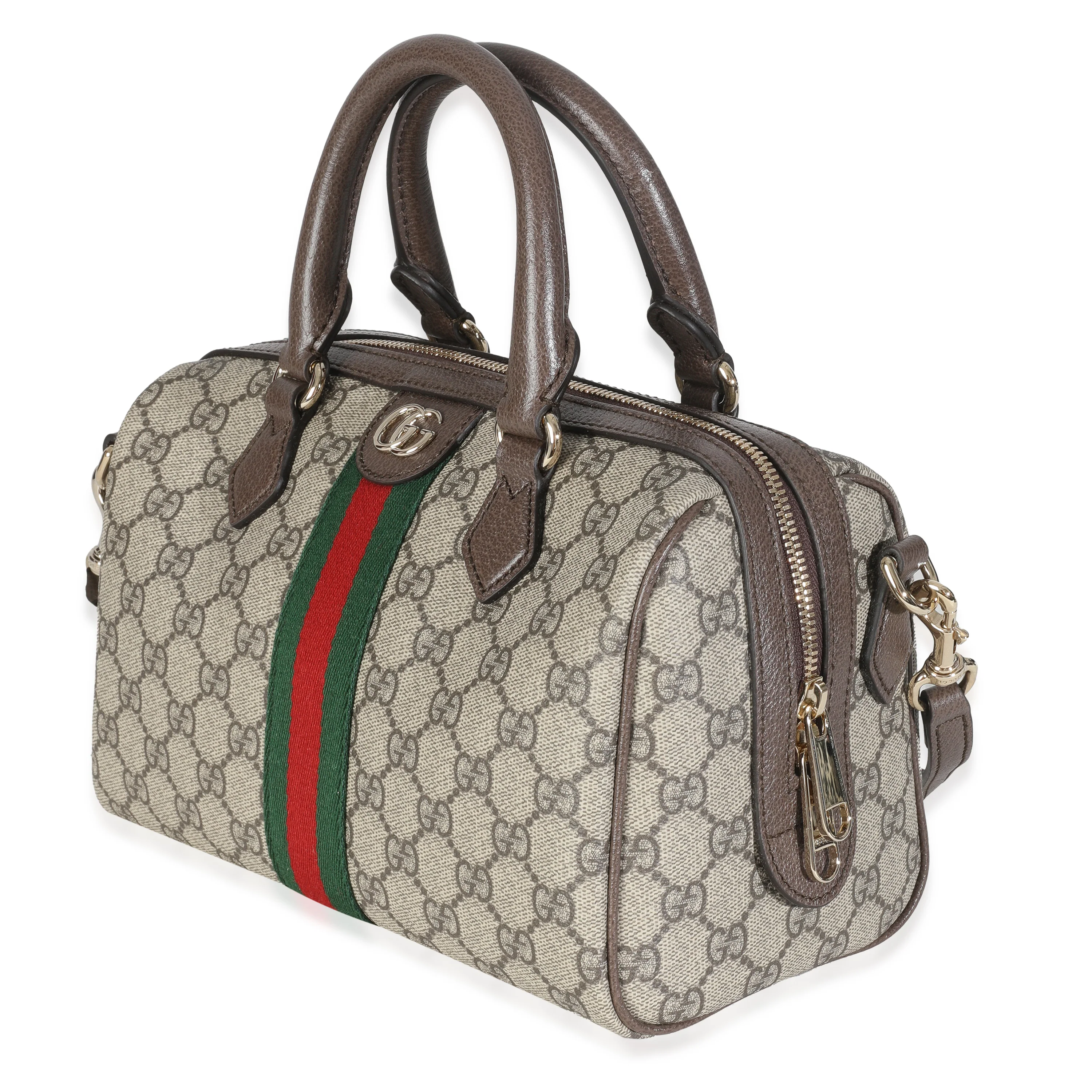 Beige GG Supreme Monogram Canvas Web Small Ophidia Top Handle Bag - Image 2