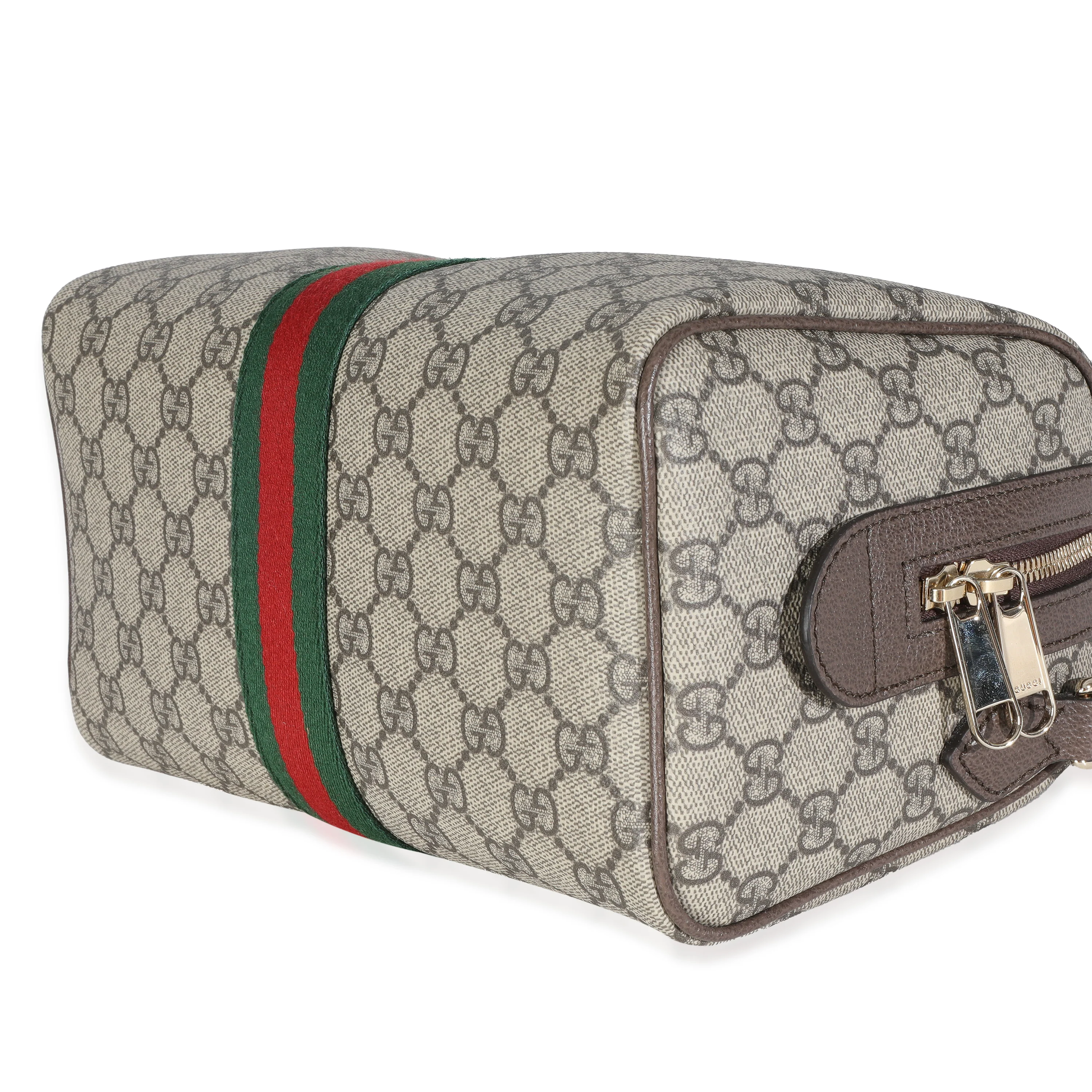 Beige GG Supreme Monogram Canvas Web Small Ophidia Top Handle Bag - Image 6