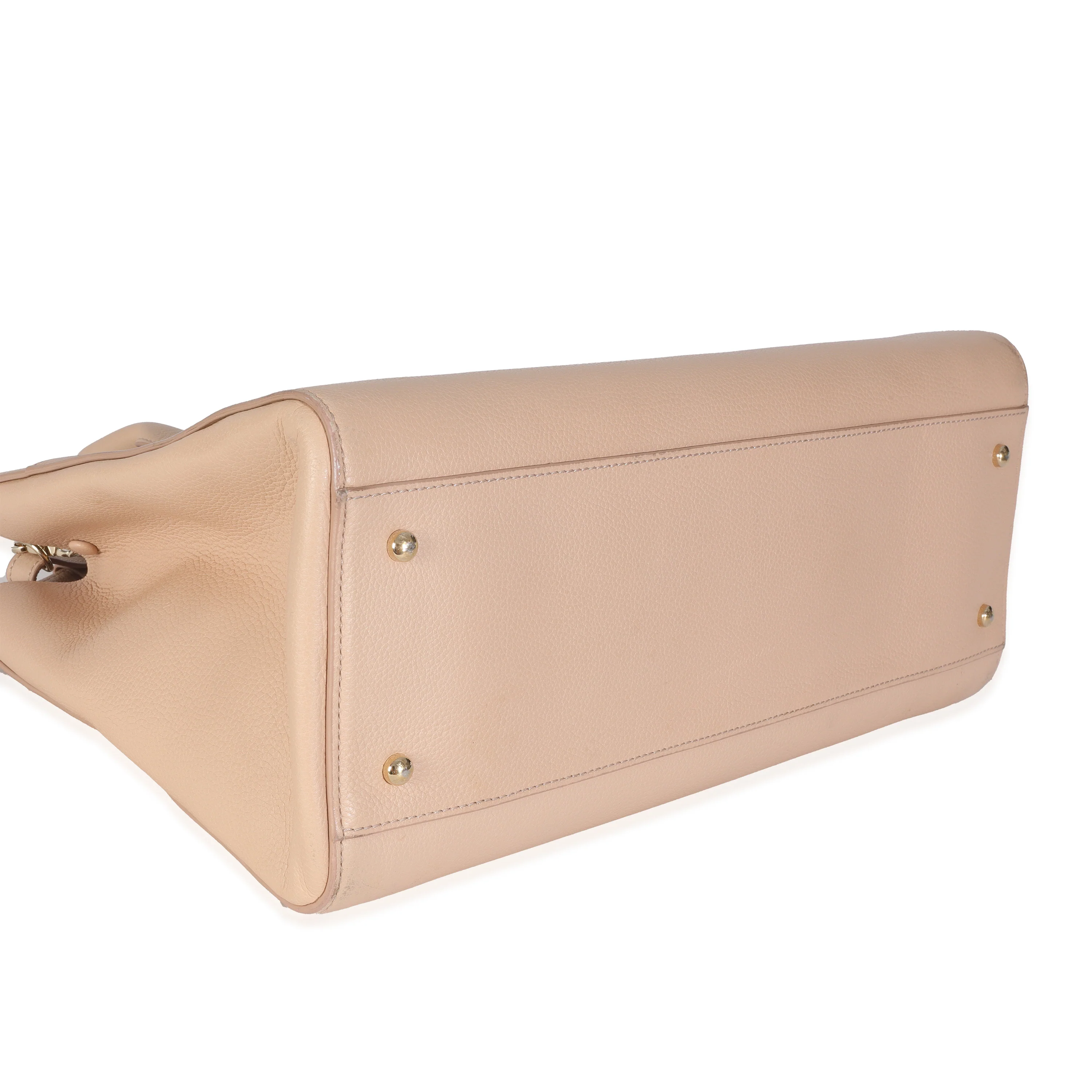 Beige Grained Calfskin Large Neo Executive Shopper Tote - Image 6