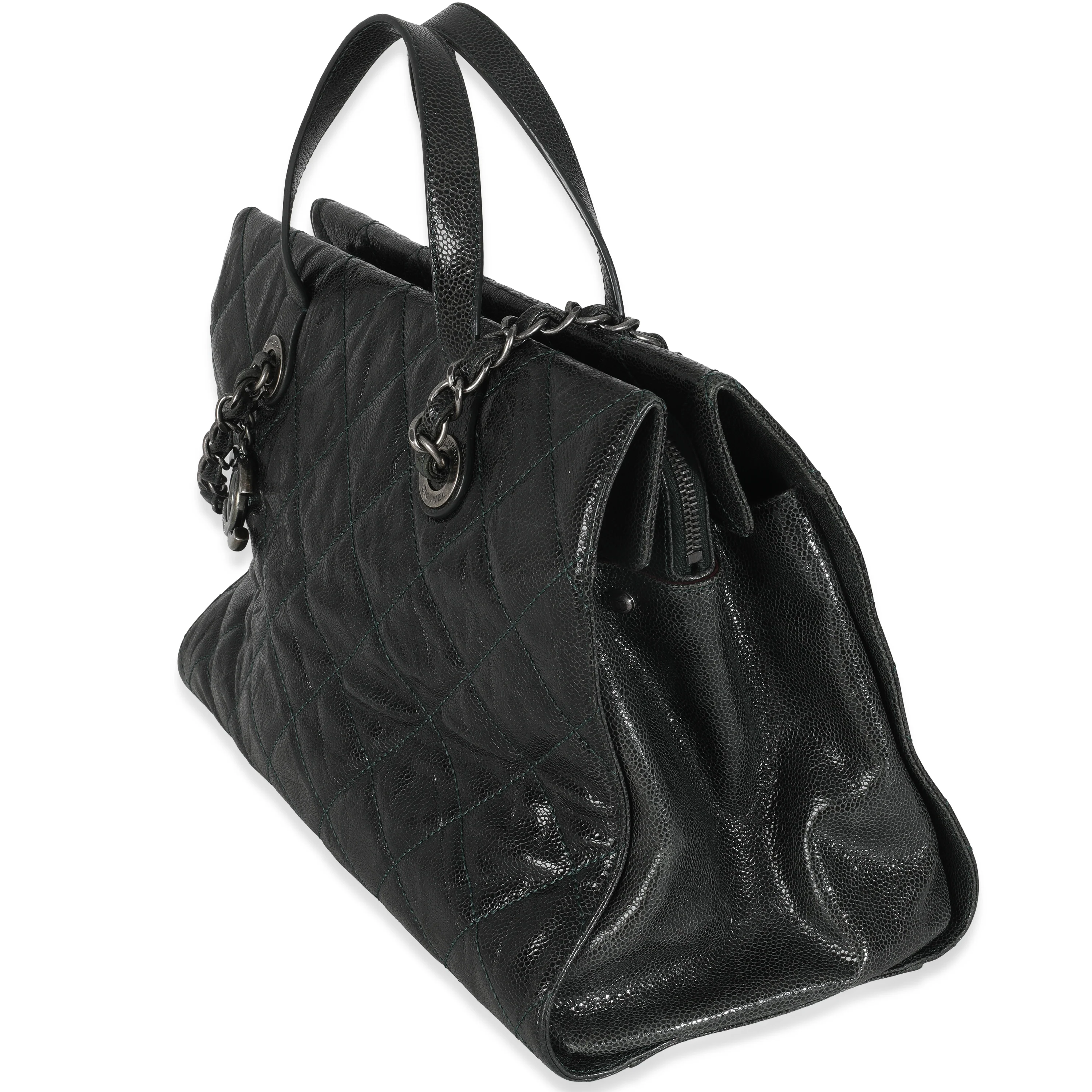 Black Distressed Quilted Caviar CC Crave Tote - Image 2