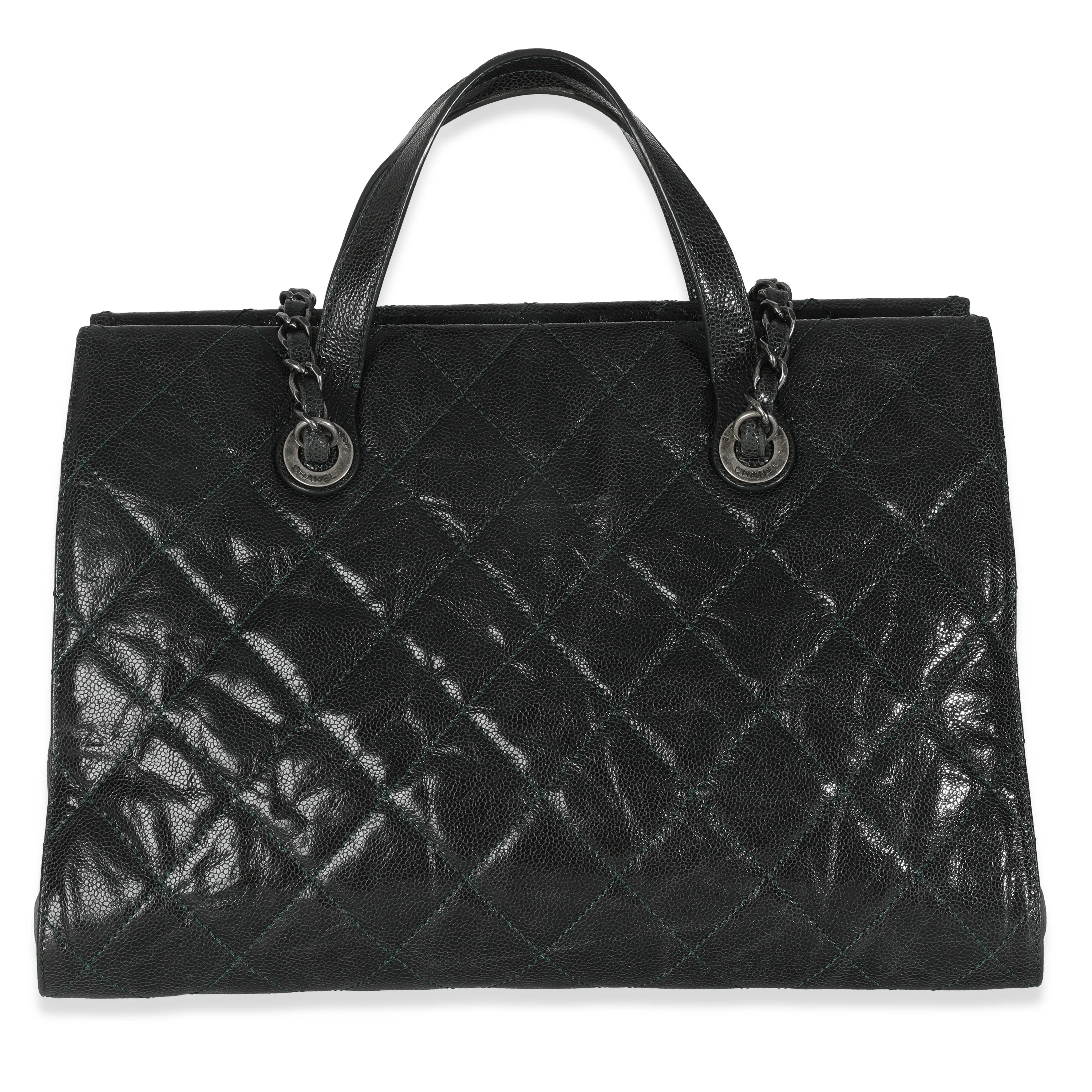 Black Distressed Quilted Caviar CC Crave Tote - Image 4