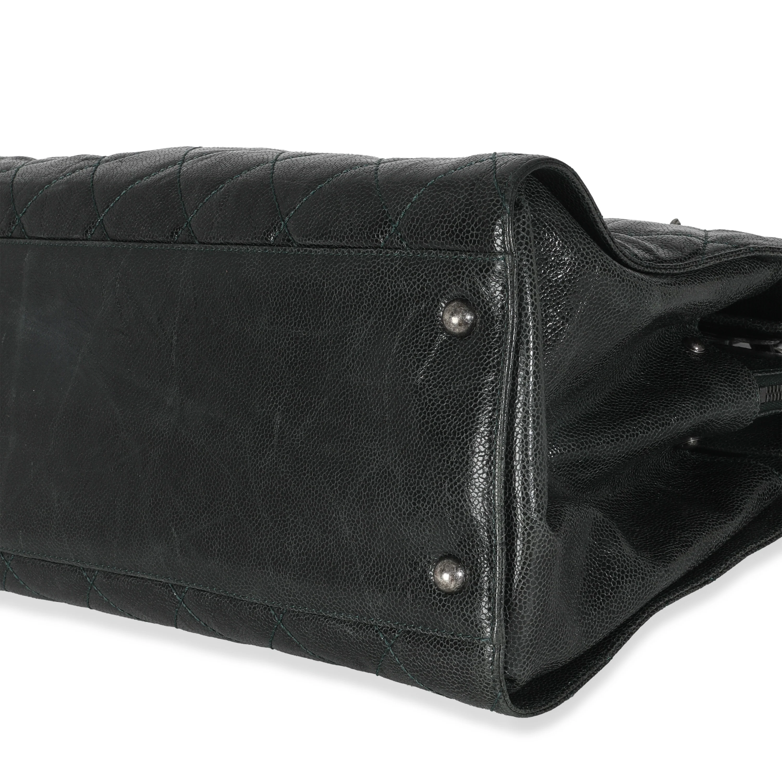 Black Distressed Quilted Caviar CC Crave Tote - Image 6
