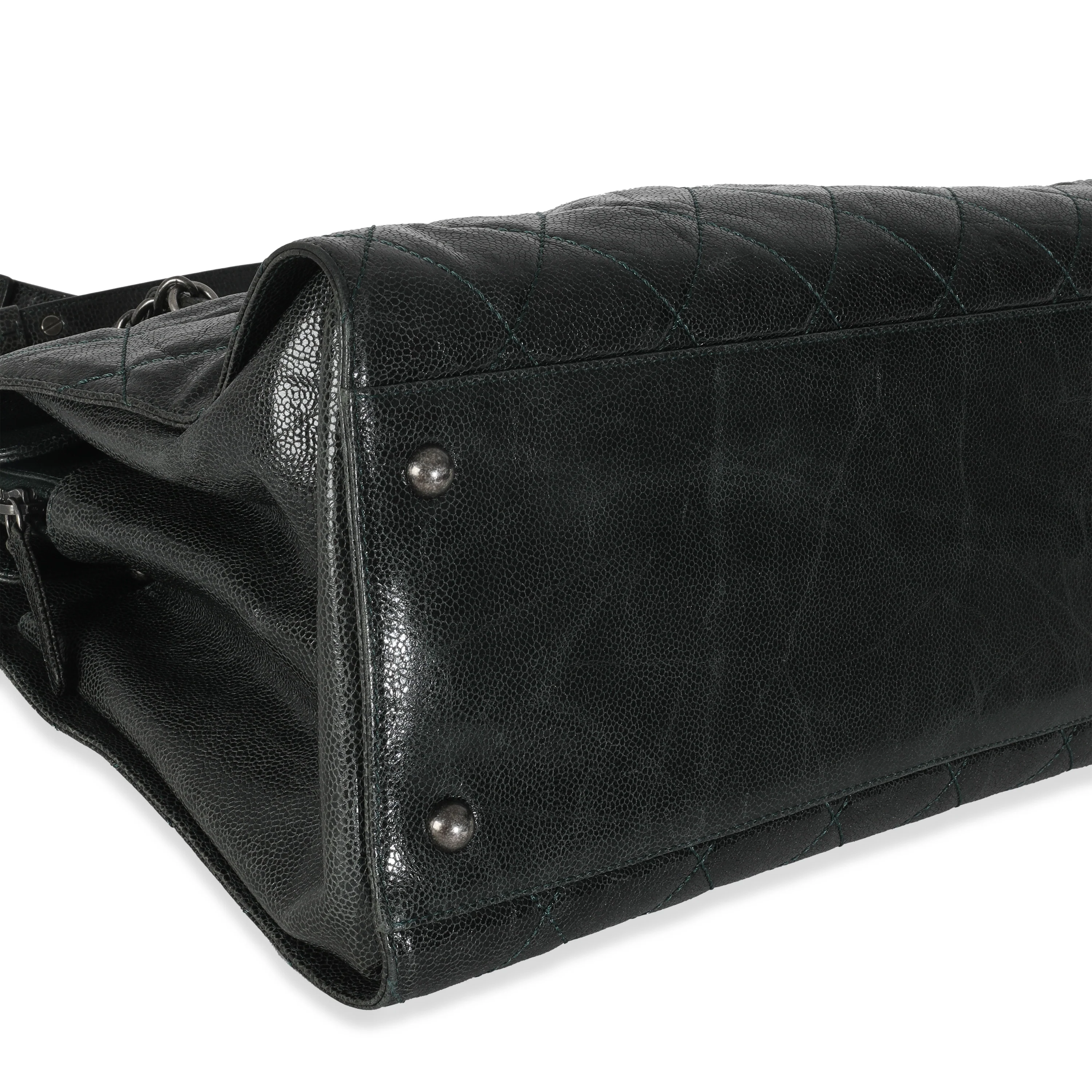 Black Distressed Quilted Caviar CC Crave Tote - Image 7