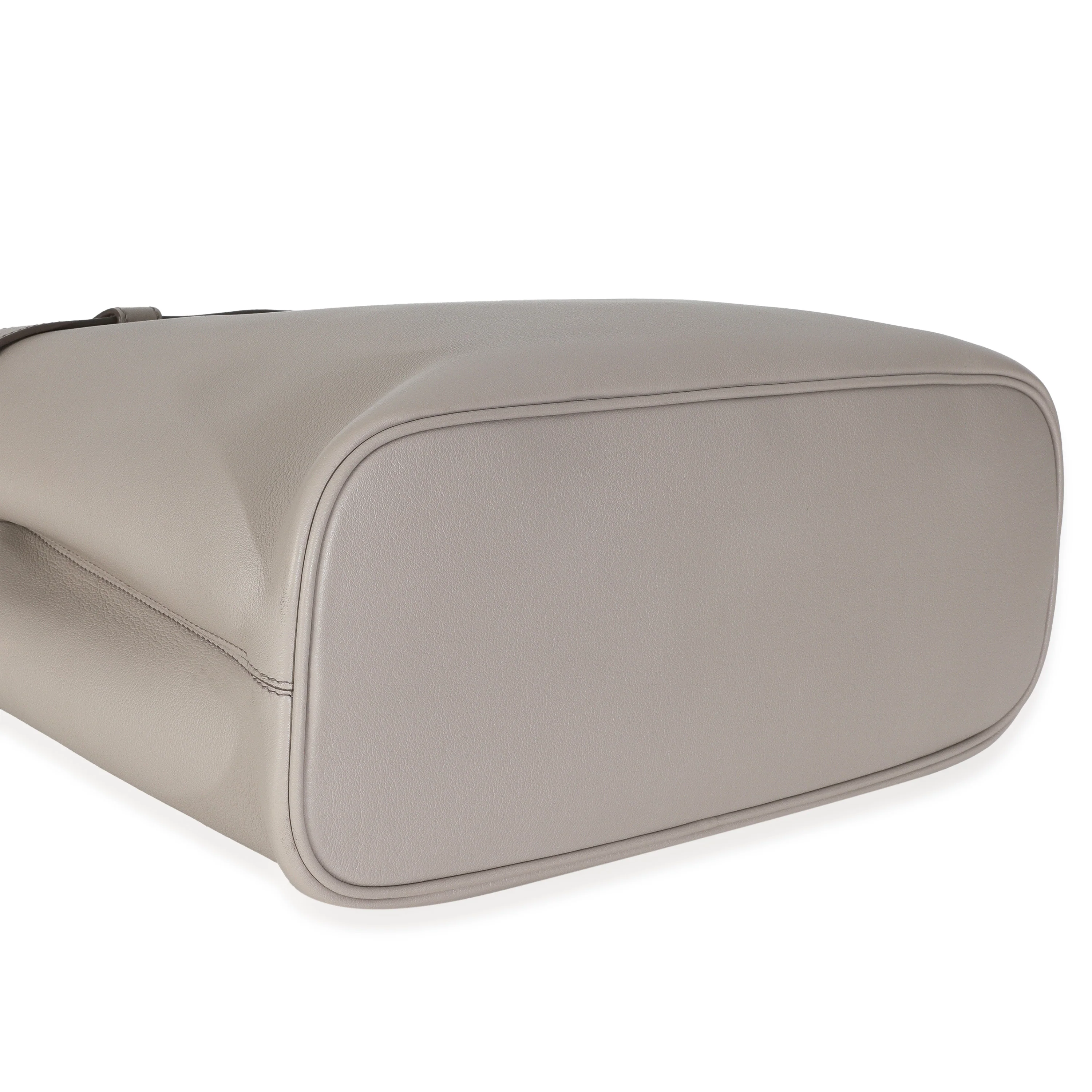 Grey Soft Grained Calfskin Vitello Medium Buckle Bag - Image 6