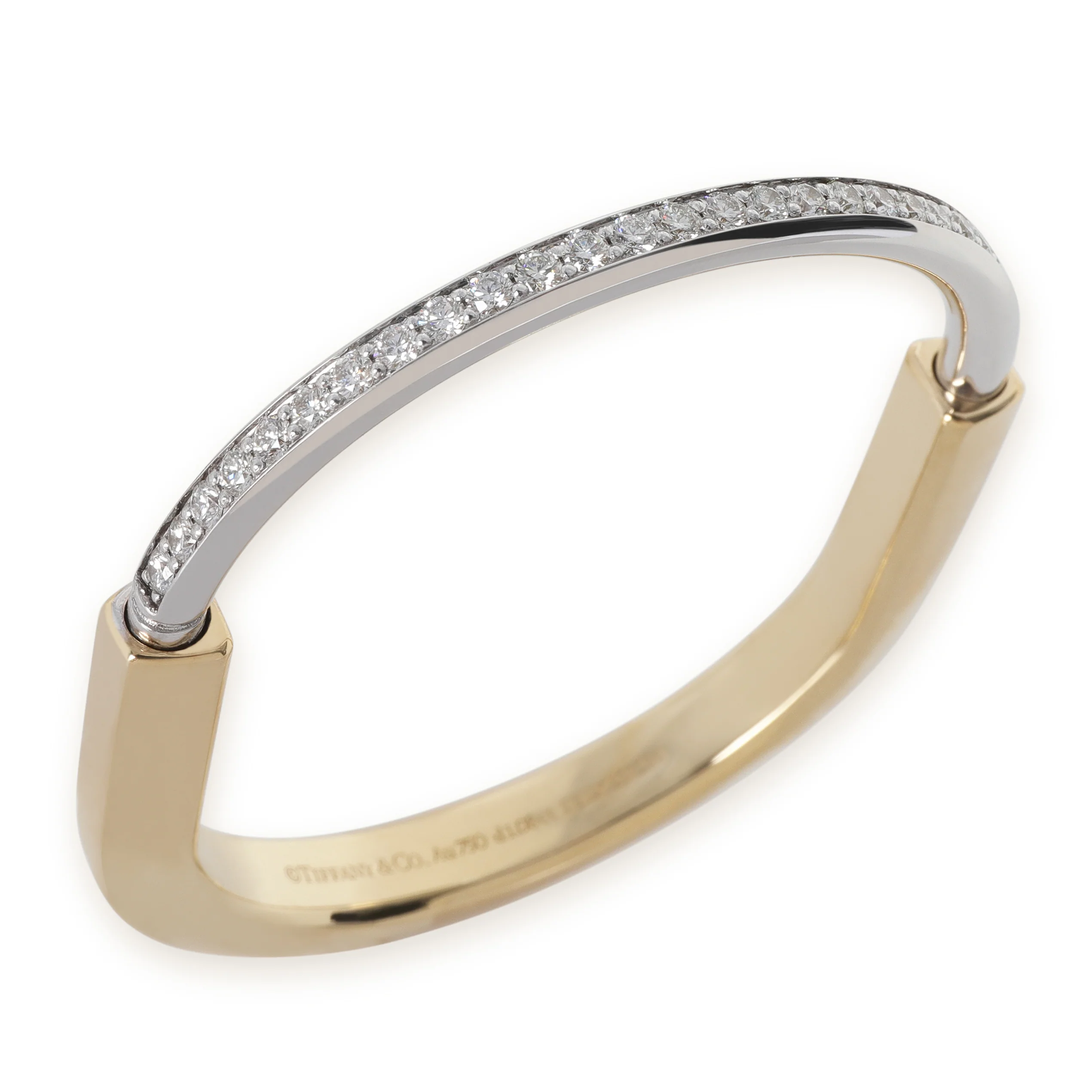 White Gold & Yellow Gold Diamond Lock Bracelet - Image 5