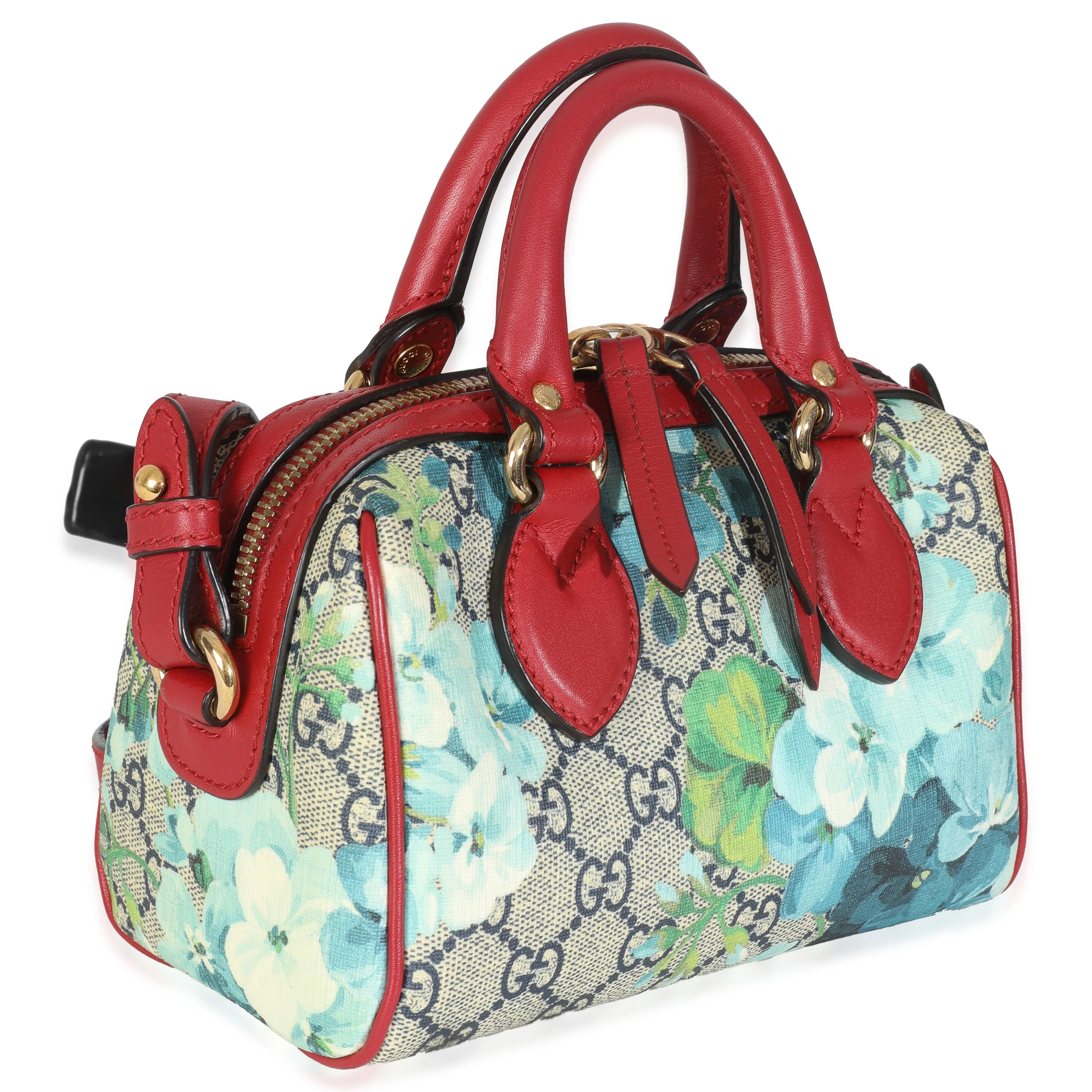 Blue Beige GG Supreme Monogram Blooms Mini Boston - Image 3