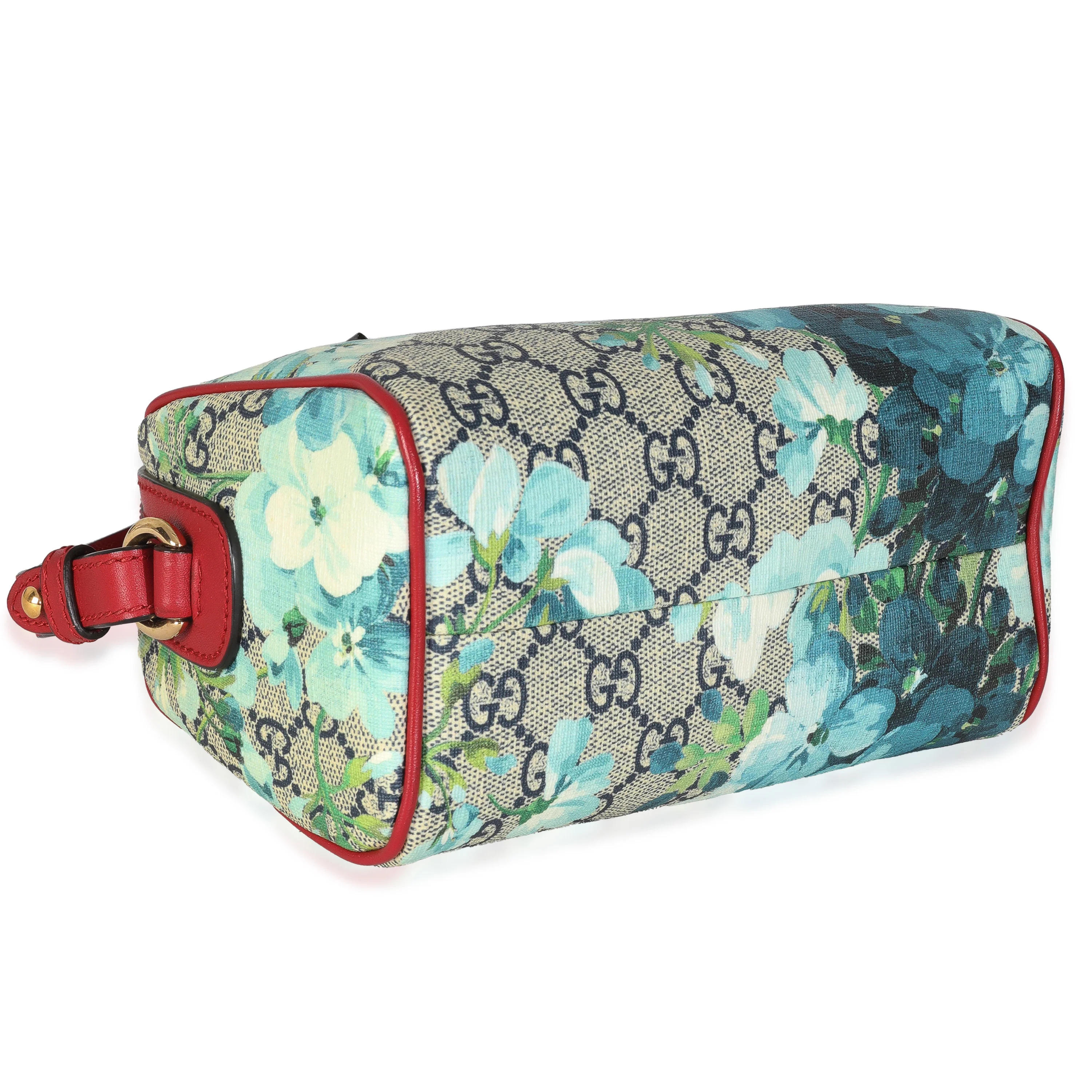 Blue Beige GG Supreme Monogram Blooms Mini Boston - Image 7