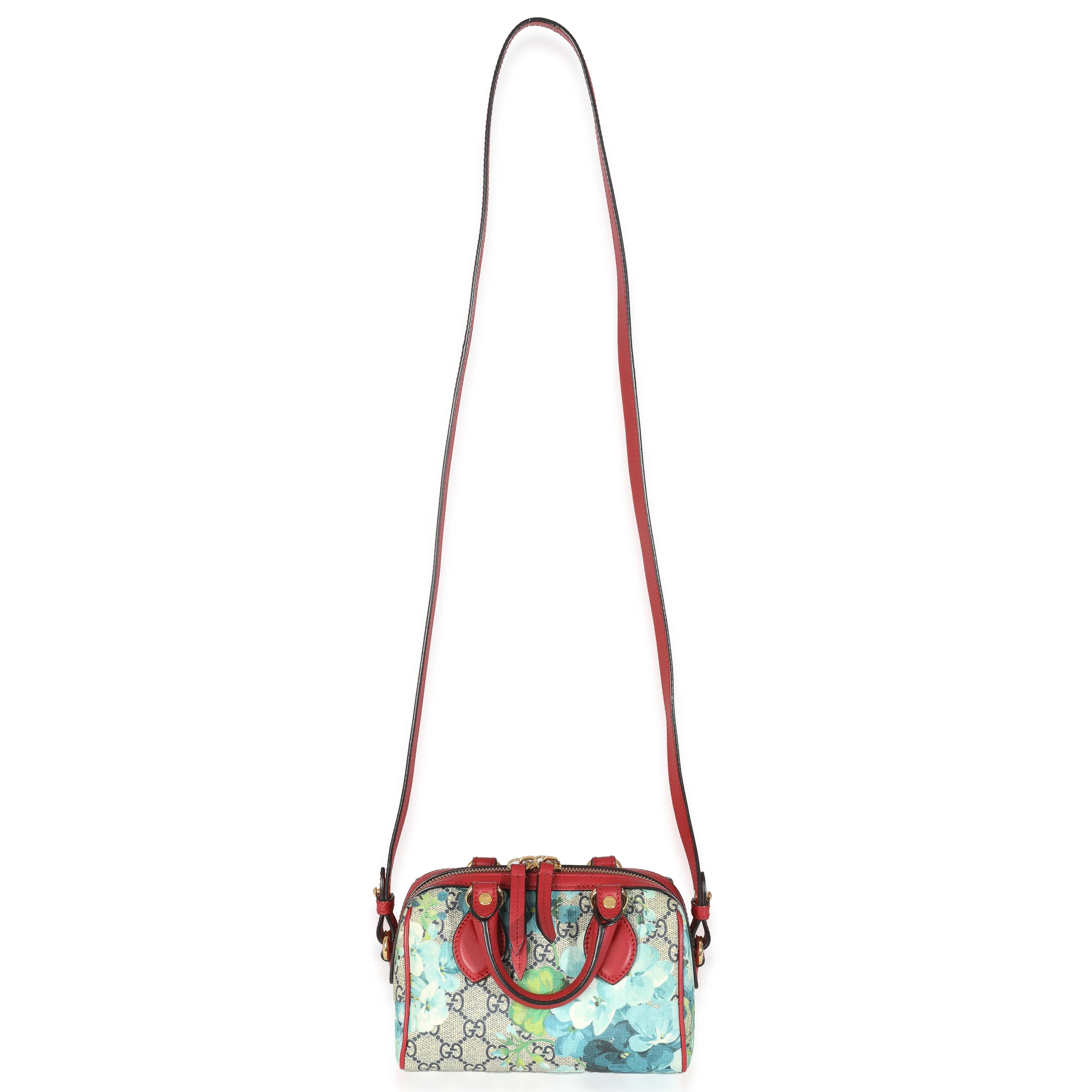Blue Beige GG Supreme Monogram Blooms Mini Boston - Image 8