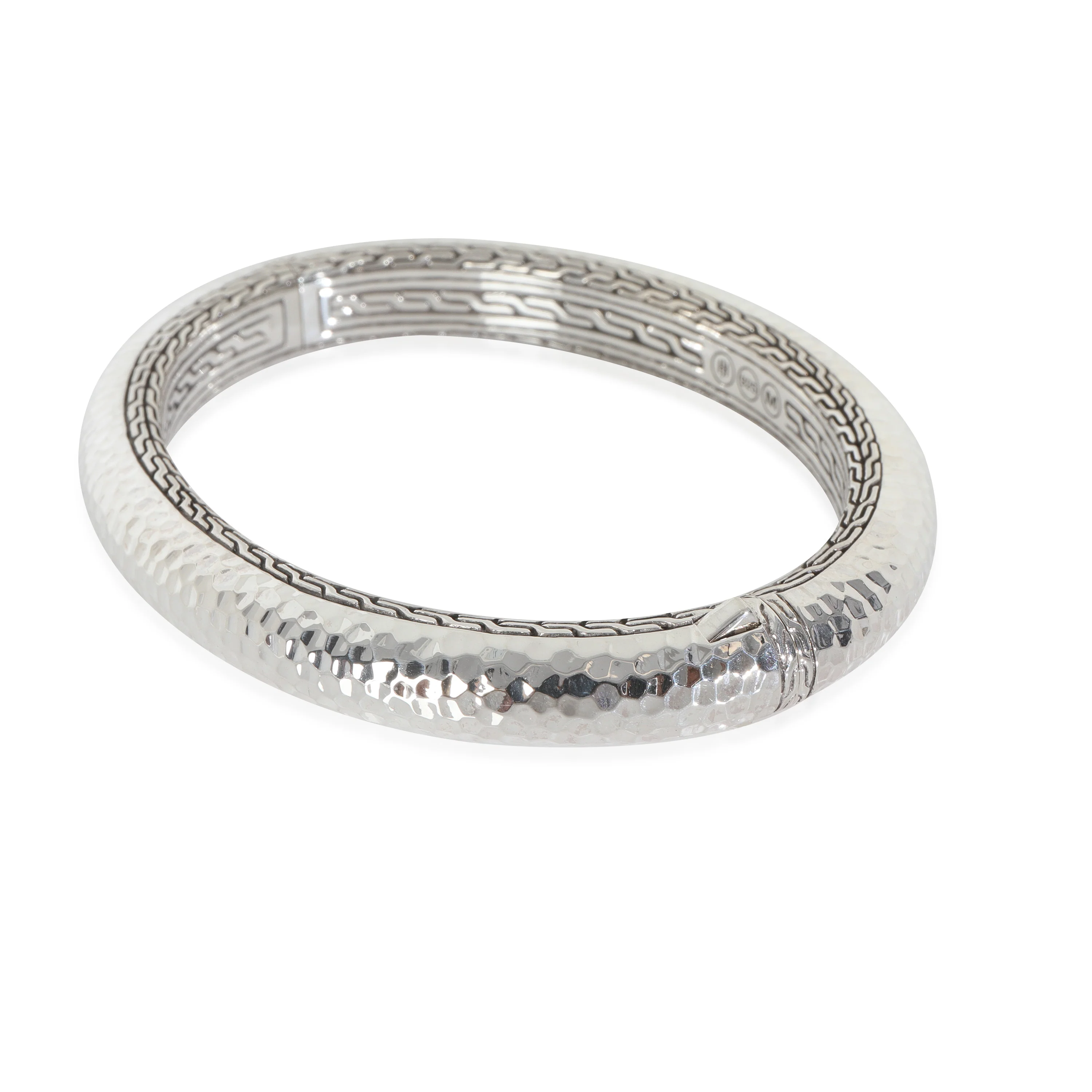 Sterling Silver Hammered Bangle Bracelet - Image 2